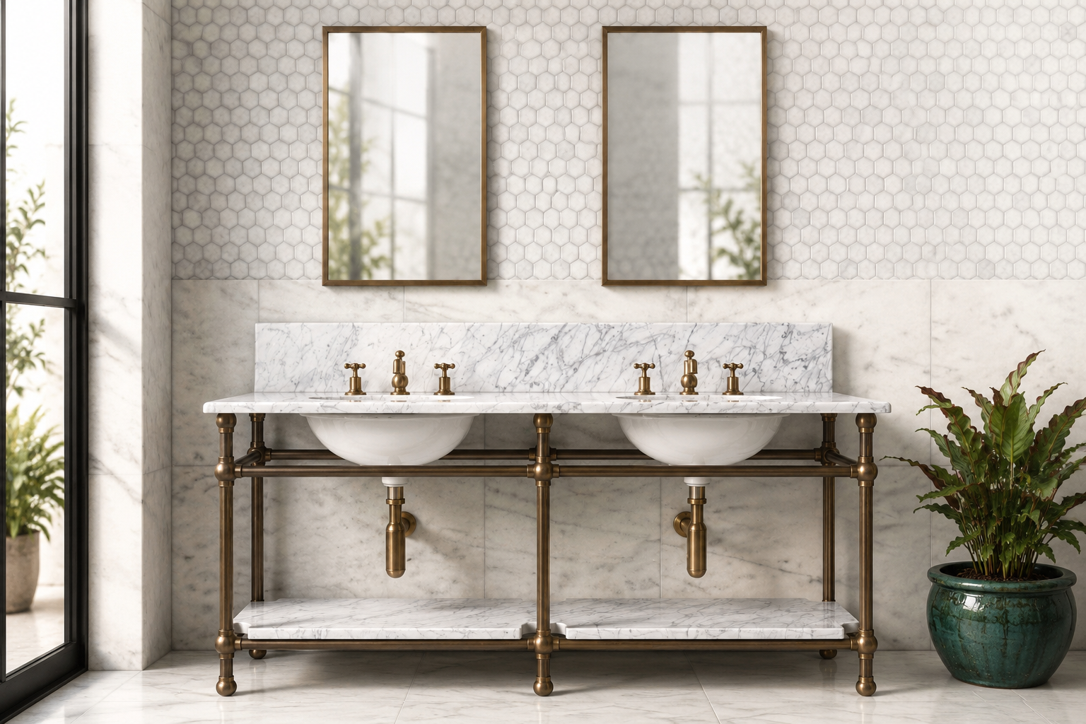 Luxury Bathroom Vanities in the UAE: Marble, Brass & Bespoke English Design
