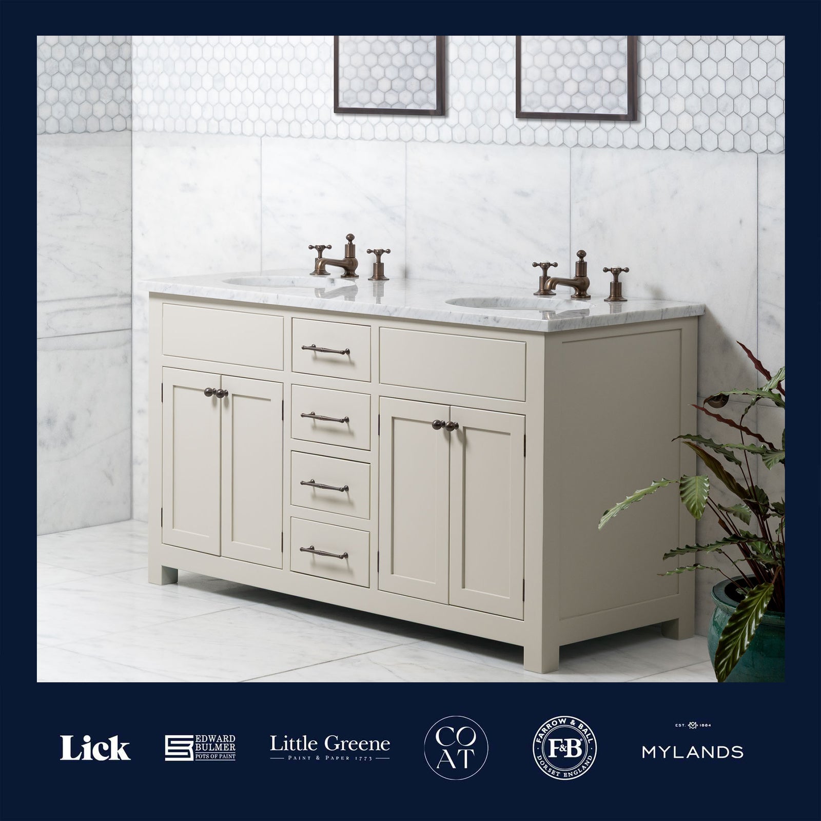 Blenheim Vanity Suite (Inc. Marble Top, Upstand & 2no Basins) - Rutland London (UAE)