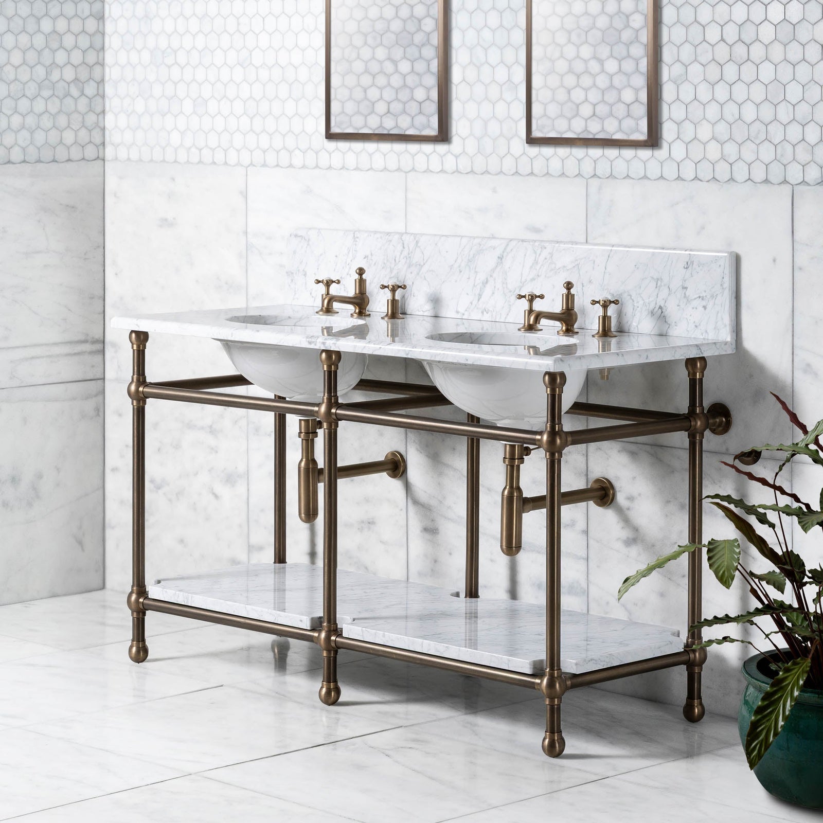 Ravenscourt Double Vanity Suite (Inc. Marble Top, Upstand, Shelf & Basins) - Rutland London (UAE)