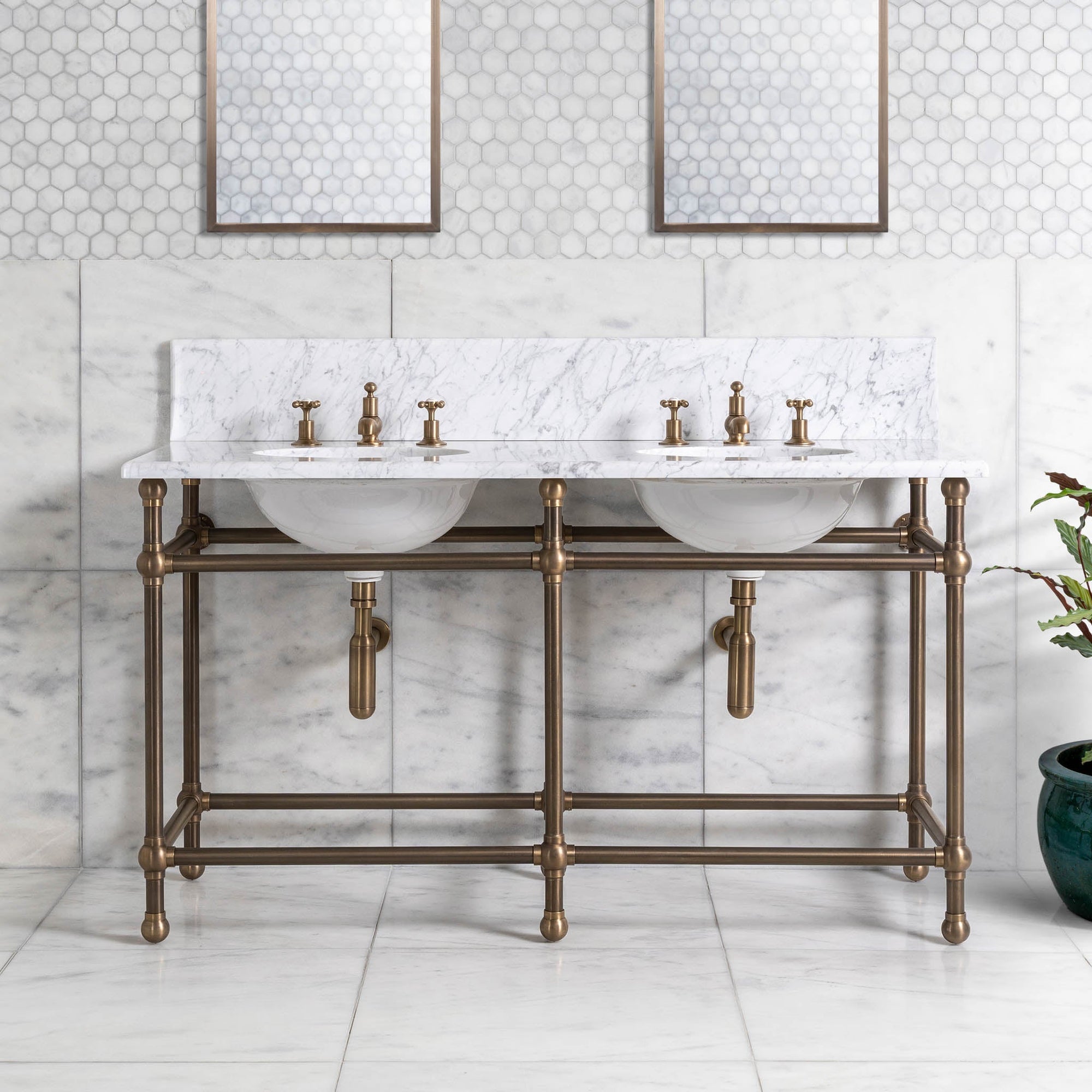 Regent Double Vanity Suite (Inc. Marble Top, Upstand & Basins) - Rutland London (UAE)