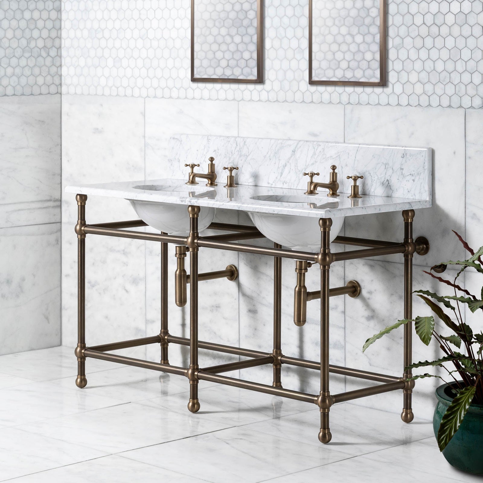 Regent Double Vanity Suite (Inc. Marble Top, Upstand & Basins) - Rutland London (UAE)
