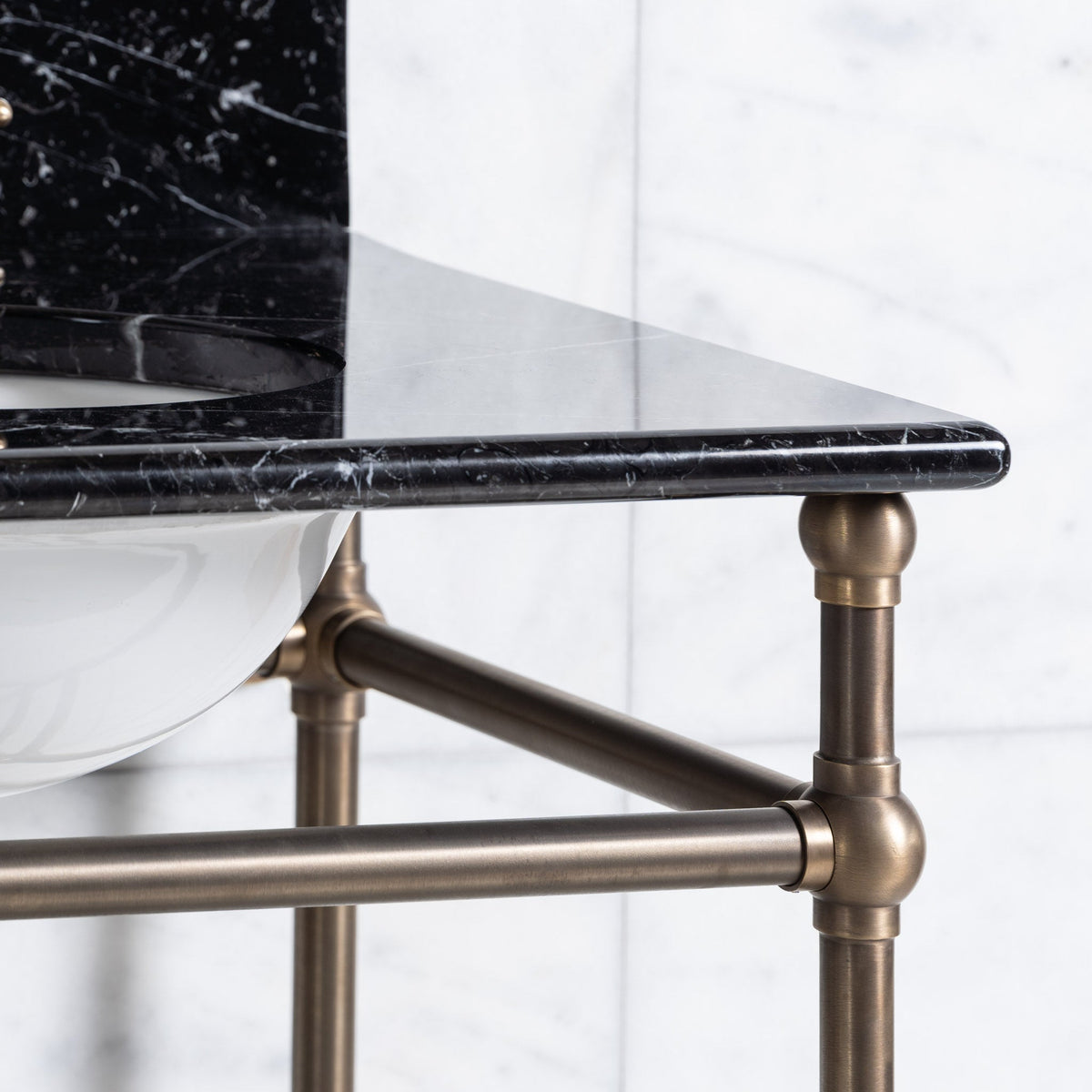 Westminster Double Vanity Suite (Inc. Marble Top, Upstand, Brass Rack & Basins) - Rutland London (UAE)