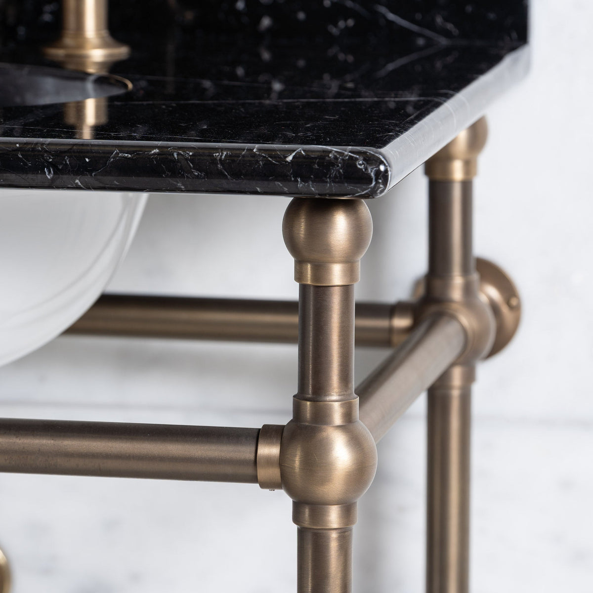 Westminster Double Vanity Suite (Inc. Marble Top, Upstand, Brass Rack & Basins) - Rutland London (UAE)