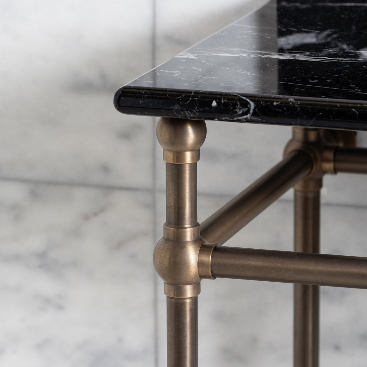 Westminster Double Vanity Suite (Inc. Marble Top, Upstand, Brass Rack & Basins) - Rutland London (UAE)