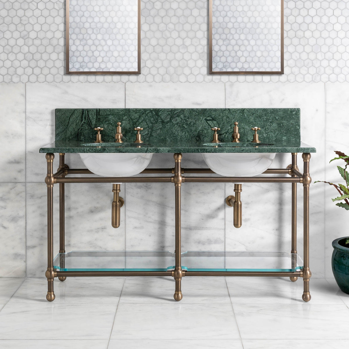 Colville Double Vanity Suite (Inc. Marble Top, Upstand, Glass Shelf & Basins) - Rutland London (UAE)