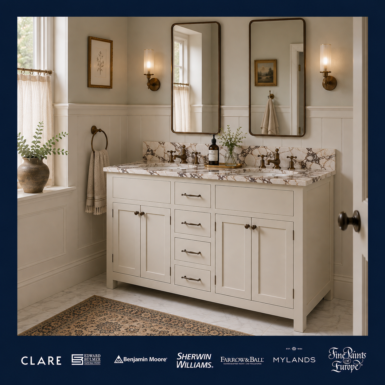 Blenheim Vanity Suite (Inc. Marble Top, Upstand & 2no Basins) - Rutland London (UAE)