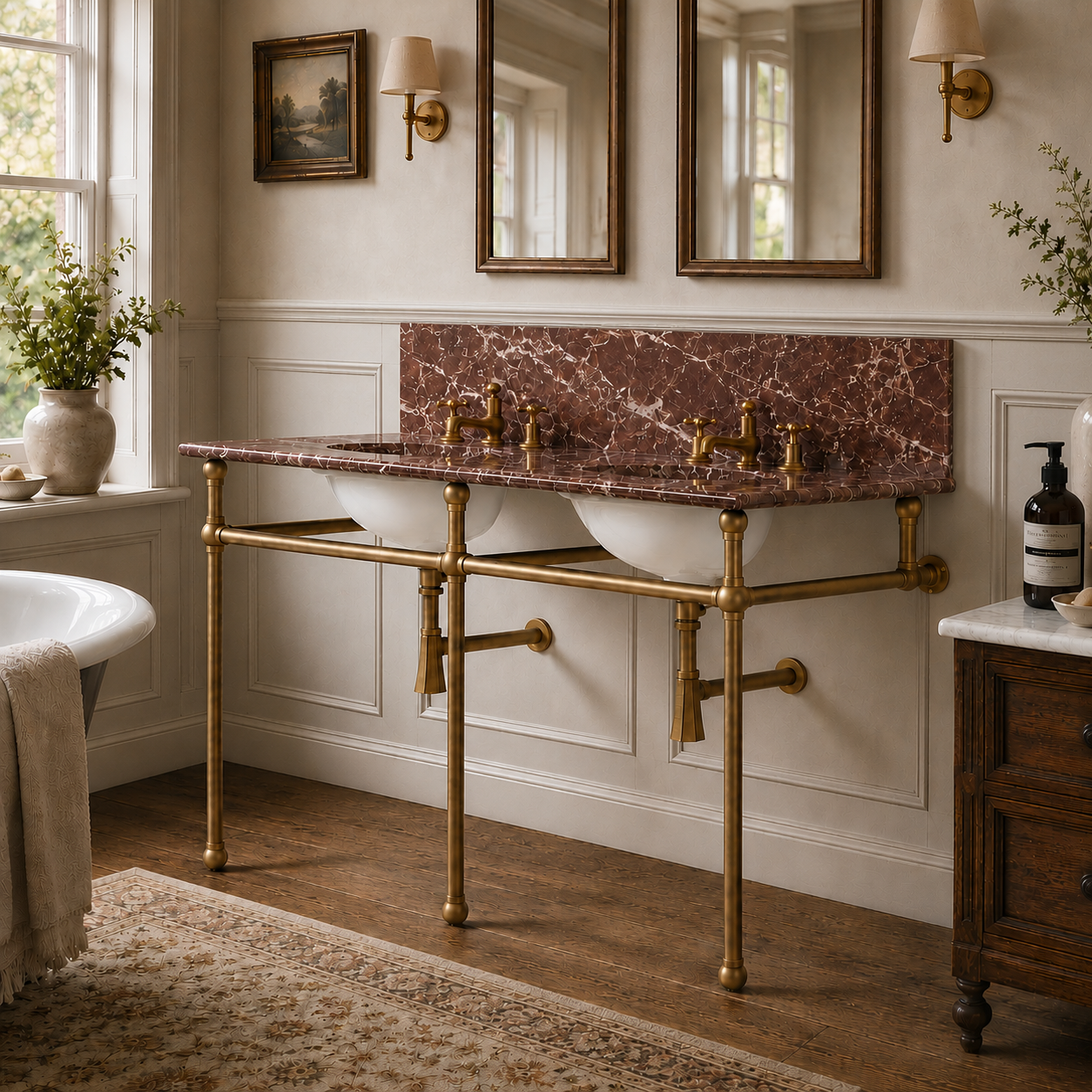 Bloomsbury Double Vanity Suite (Inc. Marble Top, Upstand & Basins) - Rutland London (UAE)