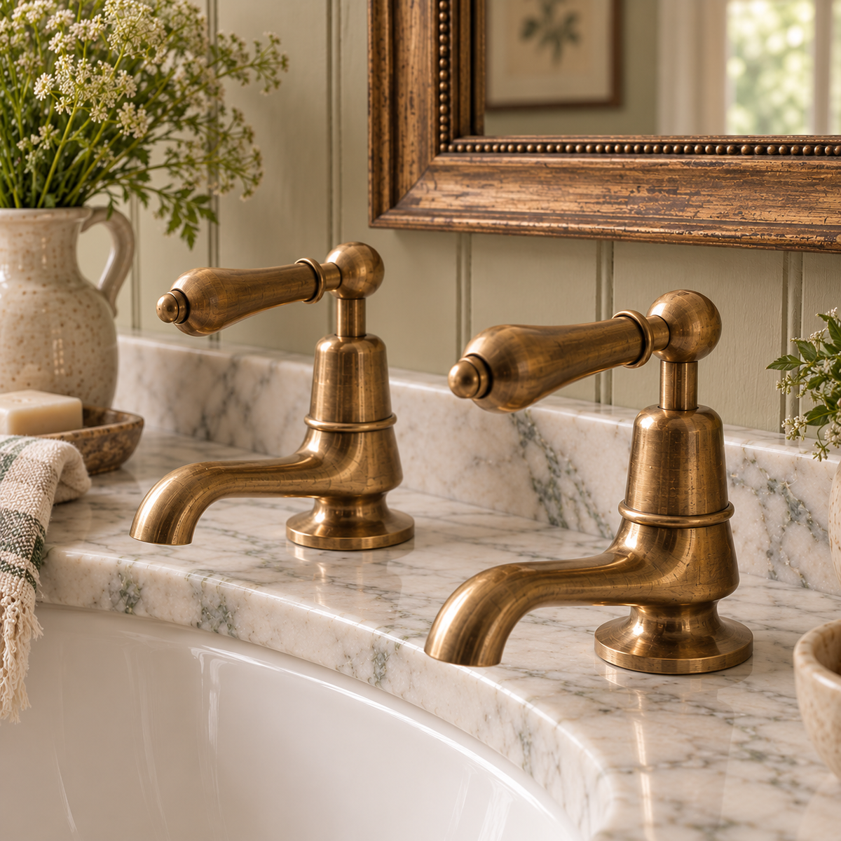 Brunswick Metal Lever Basin Pillar Taps - Rutland London (UAE)