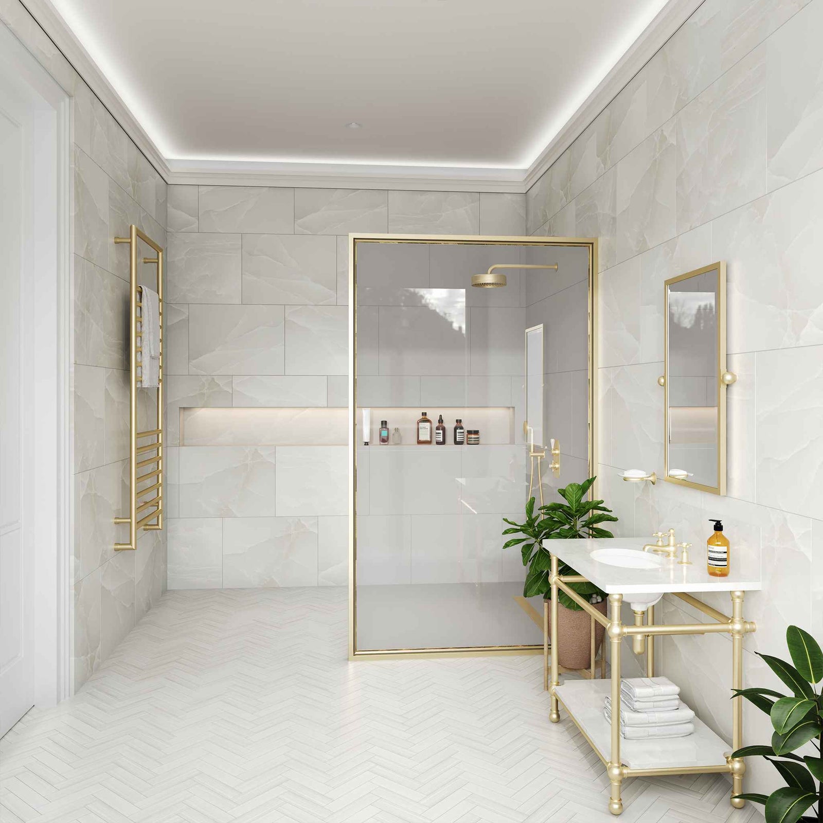 Tedworth Framed Brass Wet Wall Panel - Rutland London (UAE)