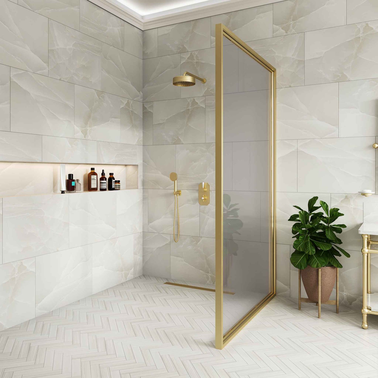 Tedworth Framed Brass Wet Wall Panel - Rutland London (UAE)