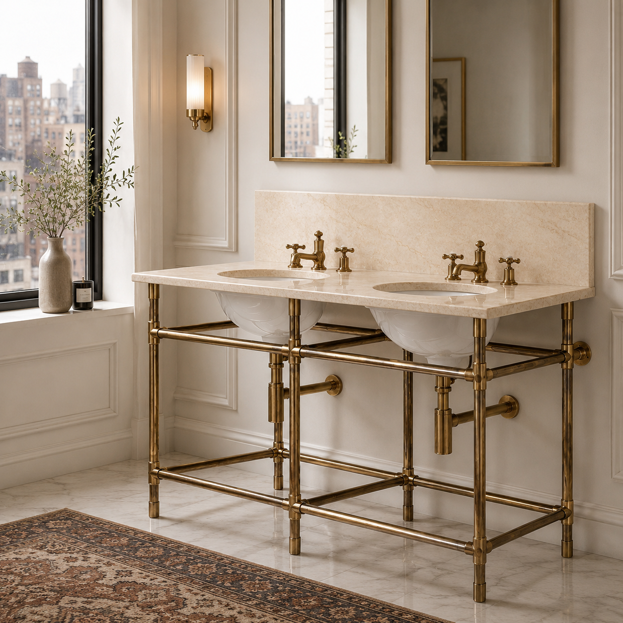 Camden Double Vanity Suite (Inc. Marble Top, Upstand & Basins) - Rutland London (UAE)