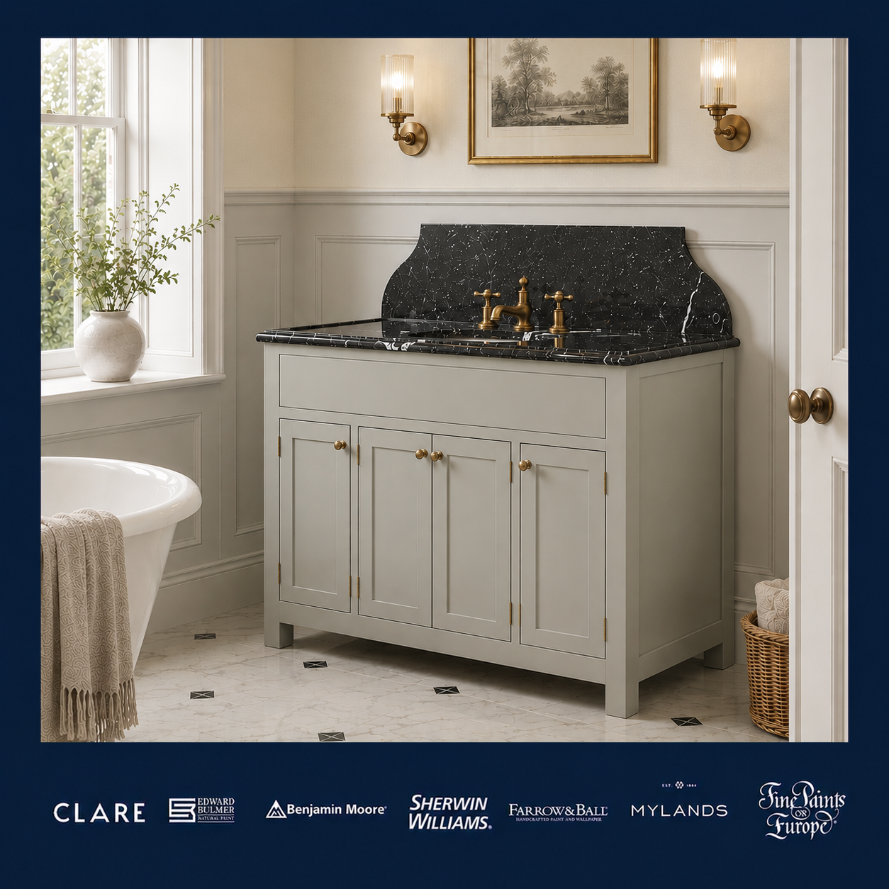 Charterhouse Vanity Suite (Inc. Marble Top, Upstand & Basin) - Rutland London (UAE)