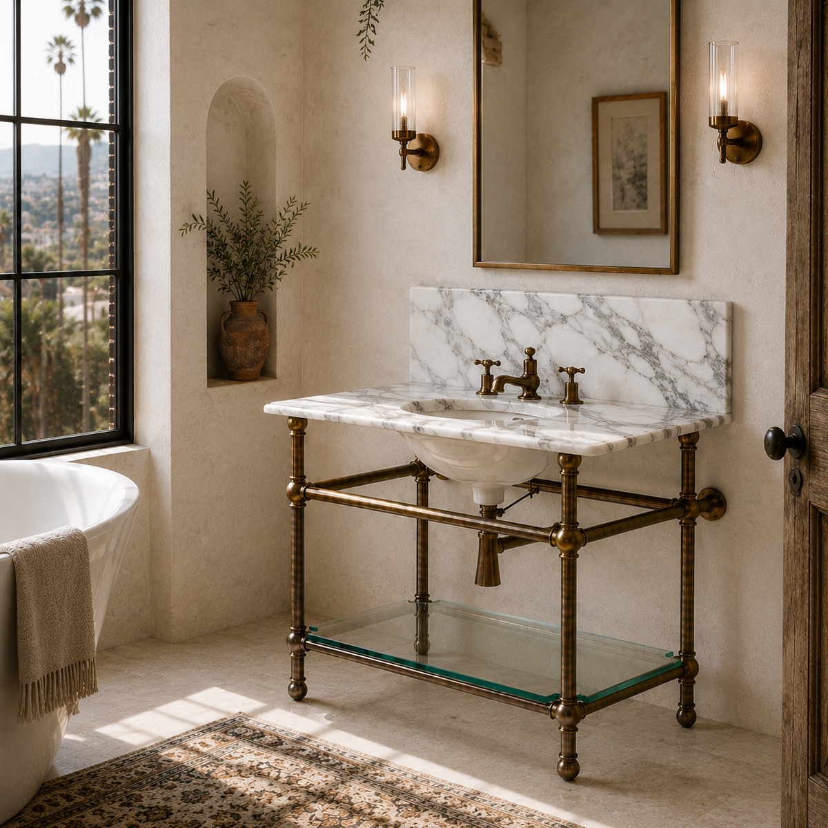 Coleridge Single Vanity Suite (Inc. Marble Top, Upstand, Glass Shelf & Basin) - Rutland London (UAE)