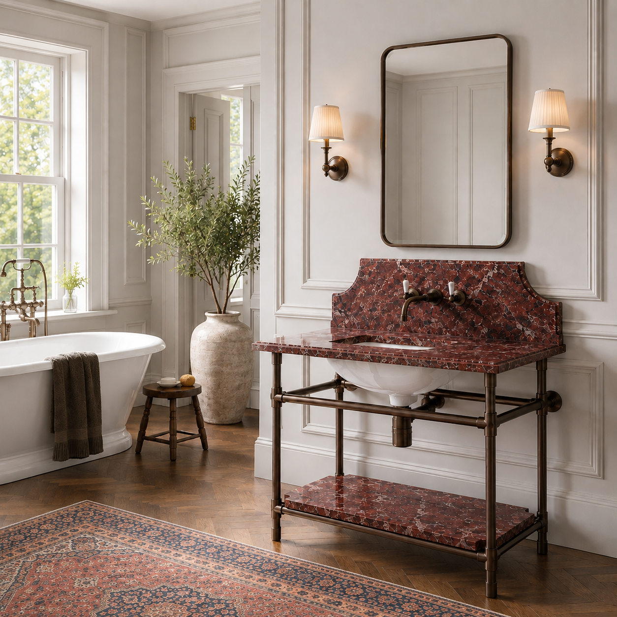 Franklin Single Vanity Suite (Inc. Marble Top, Upstand, Shelf & Basin) - Rutland London (UAE)