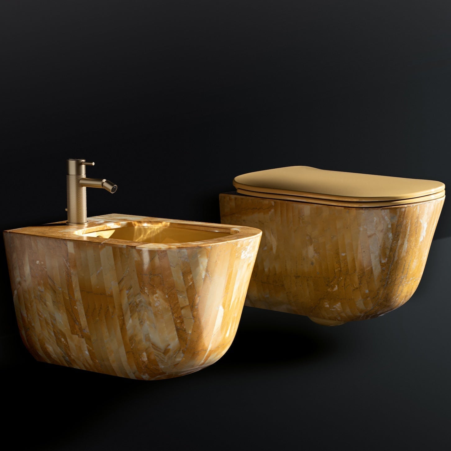 Giallo Siena Bespoke Handmade Marble Bathroom Suite (Inc. WC Pan, Bidet & Basin) - Rutland London (UAE)
