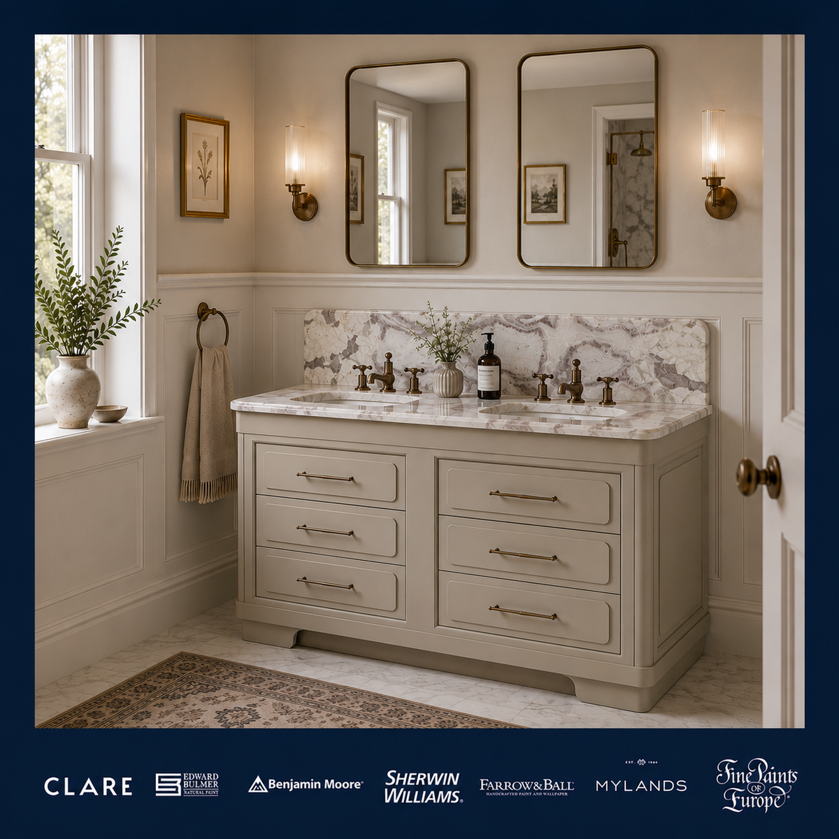 Gloucester Vanity Suite (Inc. Marble Top, Upstand & 2no Basins) - Rutland London (UAE)