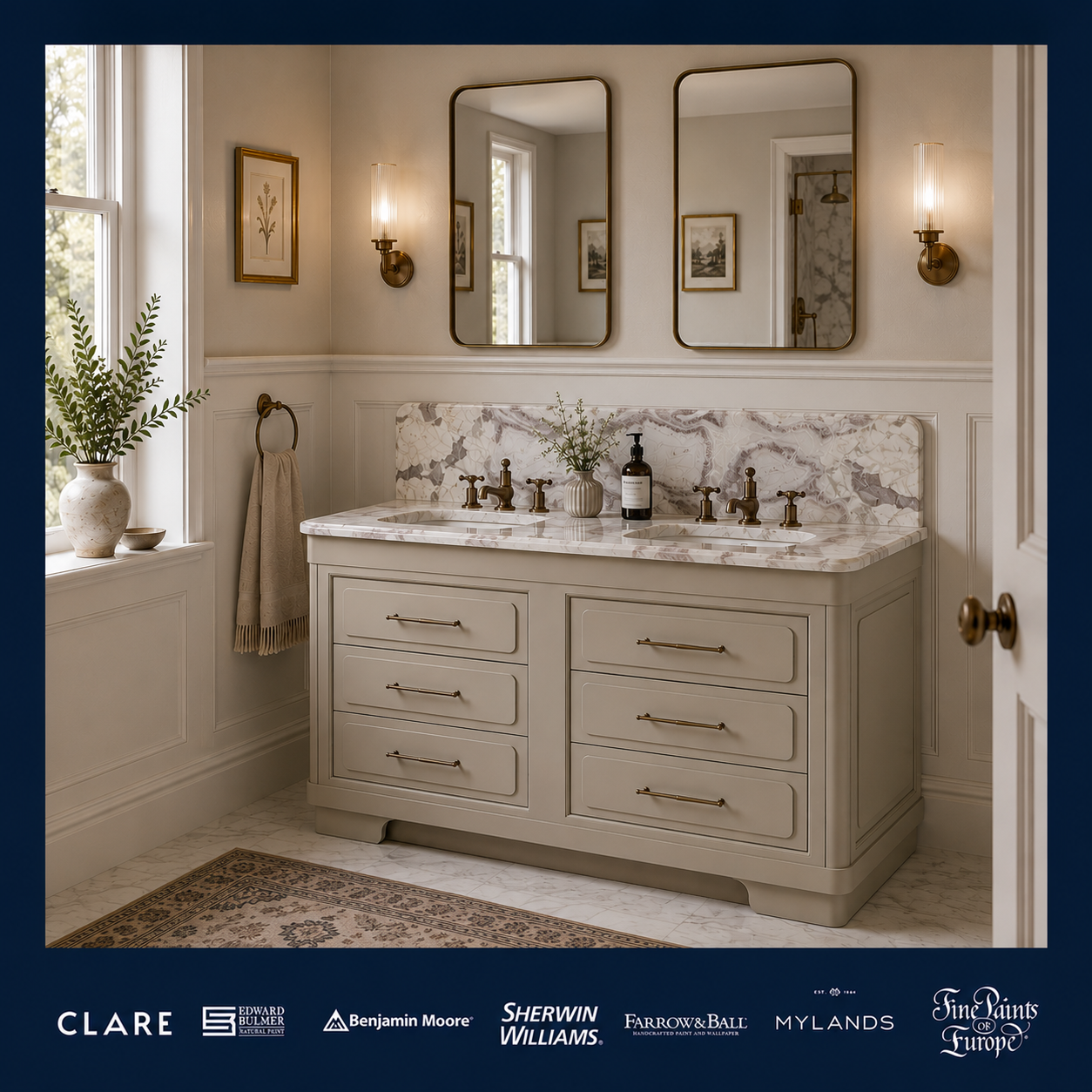 Gloucester Vanity Suite (Inc. Marble Top, Upstand & 2no Basins) - Rutland London (UAE)