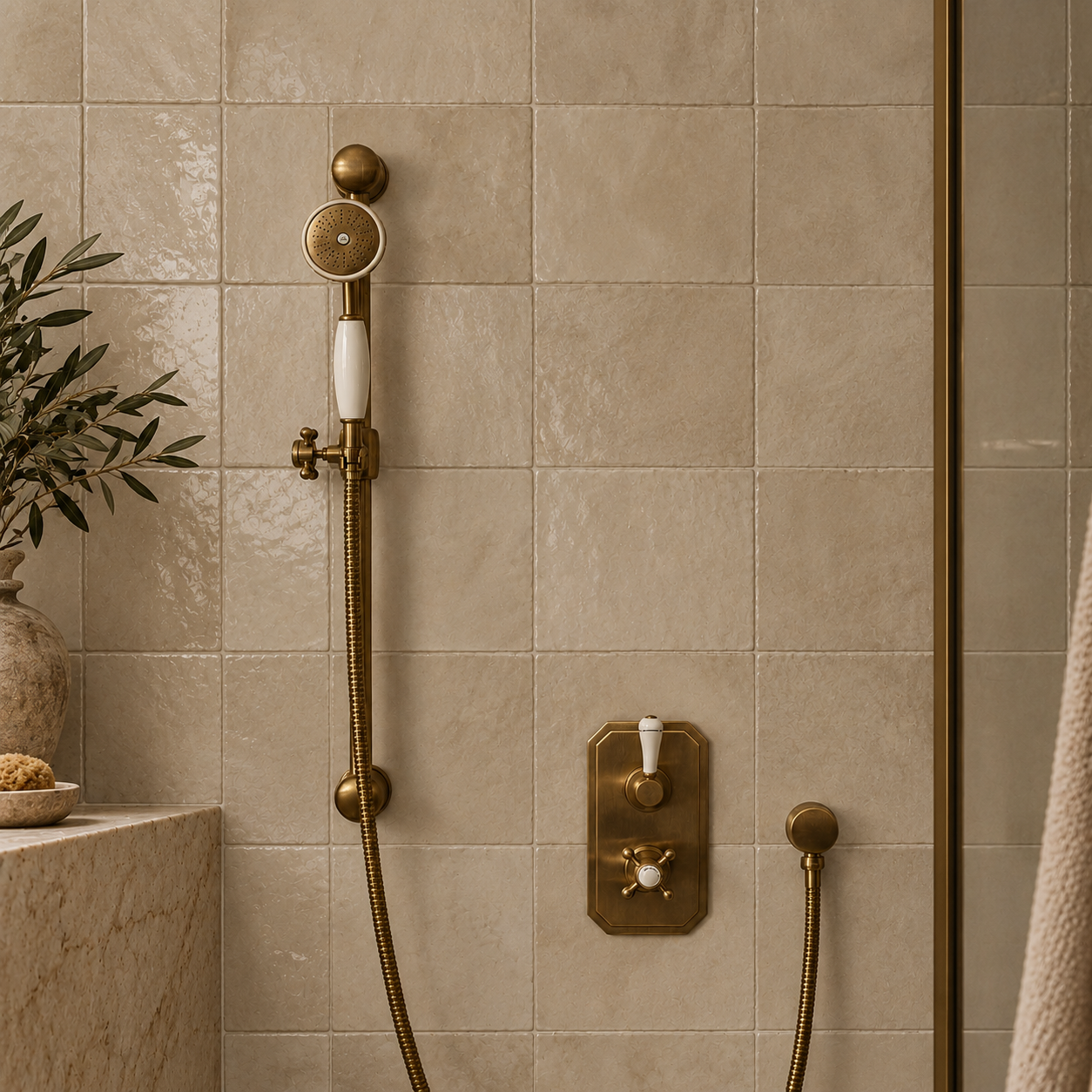 Highbury White Ceramic Lever & Cleaver Concealed Shower Set - Rutland London (UAE)