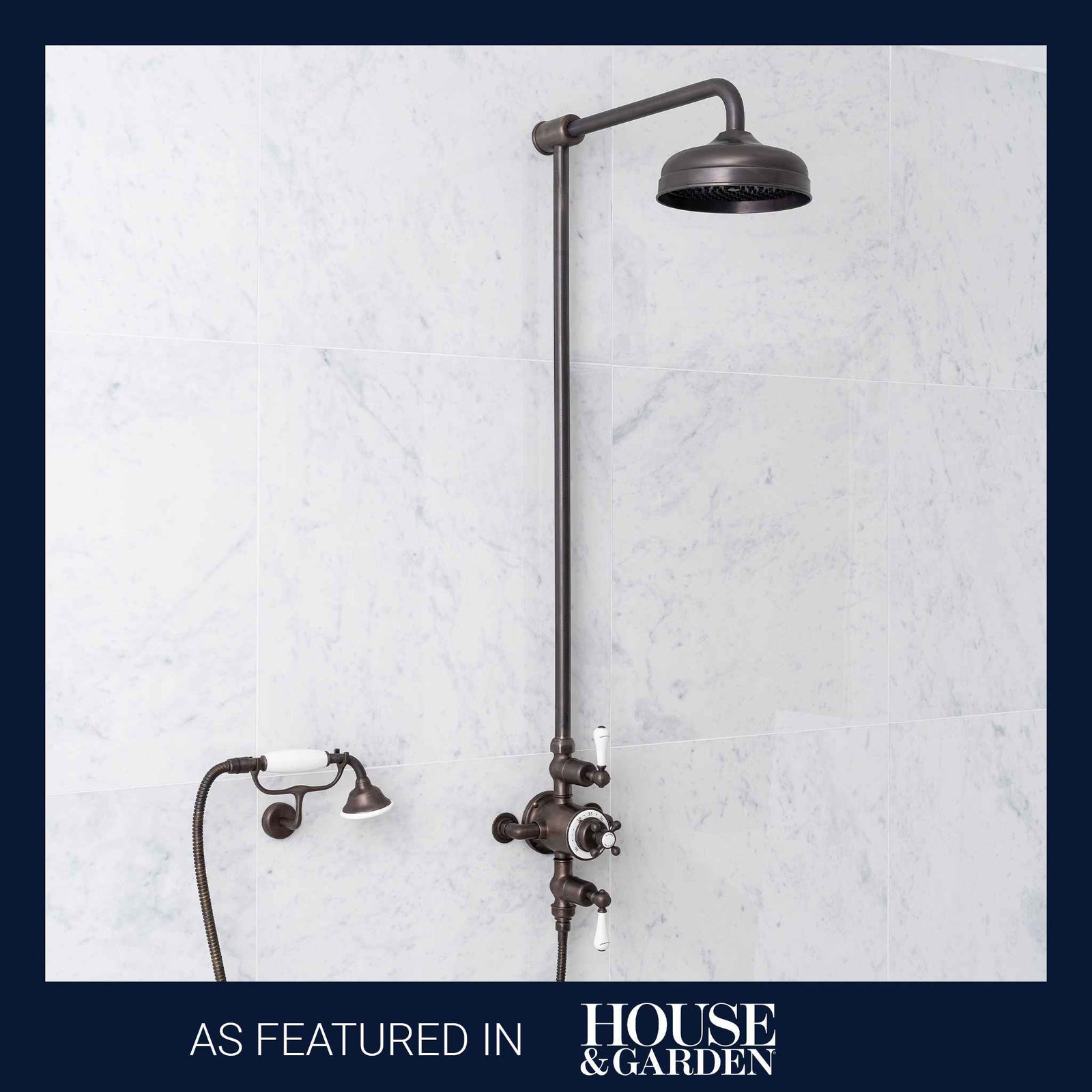 Overton White Ceramic Lever & Cleaver Exposed Shower Set - Rutland London (UAE)