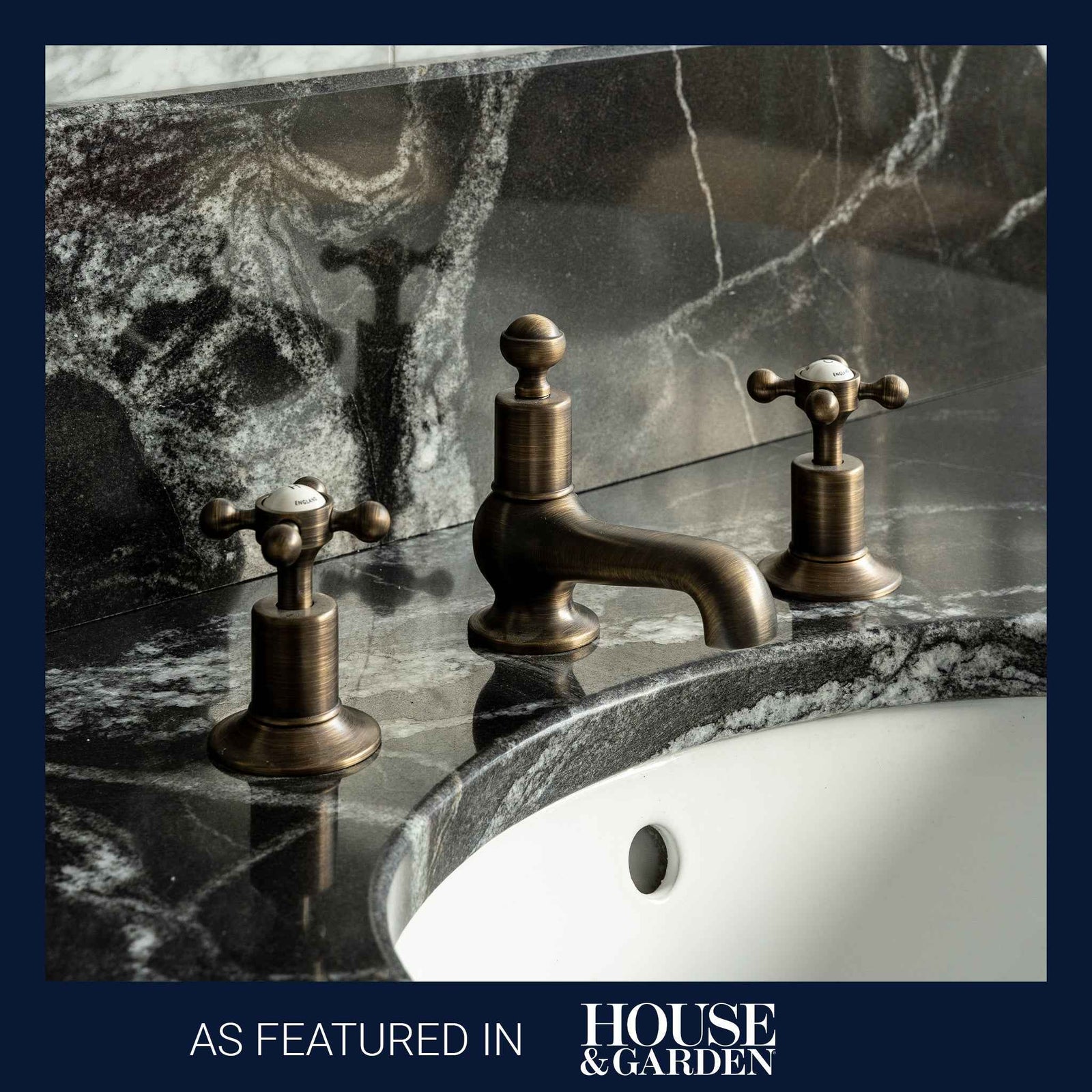 Badminton White Ceramic Crosshead Three Hole Basin Mixer - Rutland London (UAE)