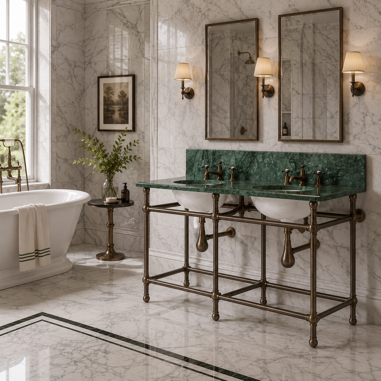 Lloyd Double Vanity Suite (Inc. Marble Top, Upstand & Basins) - Rutland London (UAE)