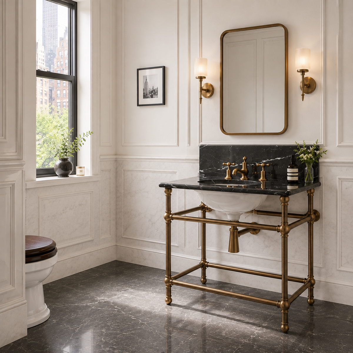Lloyd Single Vanity Suite (Inc. Marble Top, Upstand & Basin) - Rutland London (UAE)