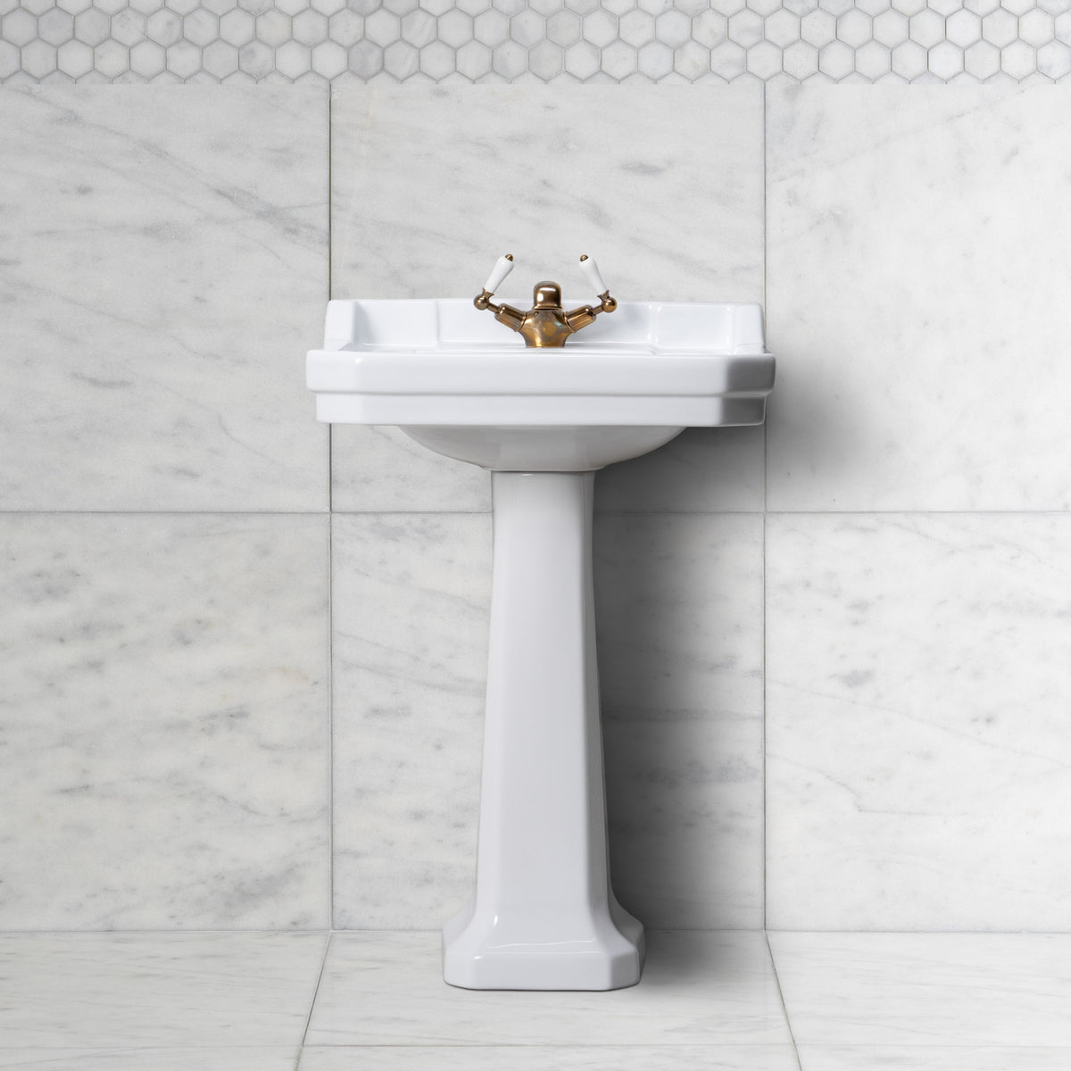Lancer White Basin & Pedestal (1 Tap Hole) - Rutland London (UAE)