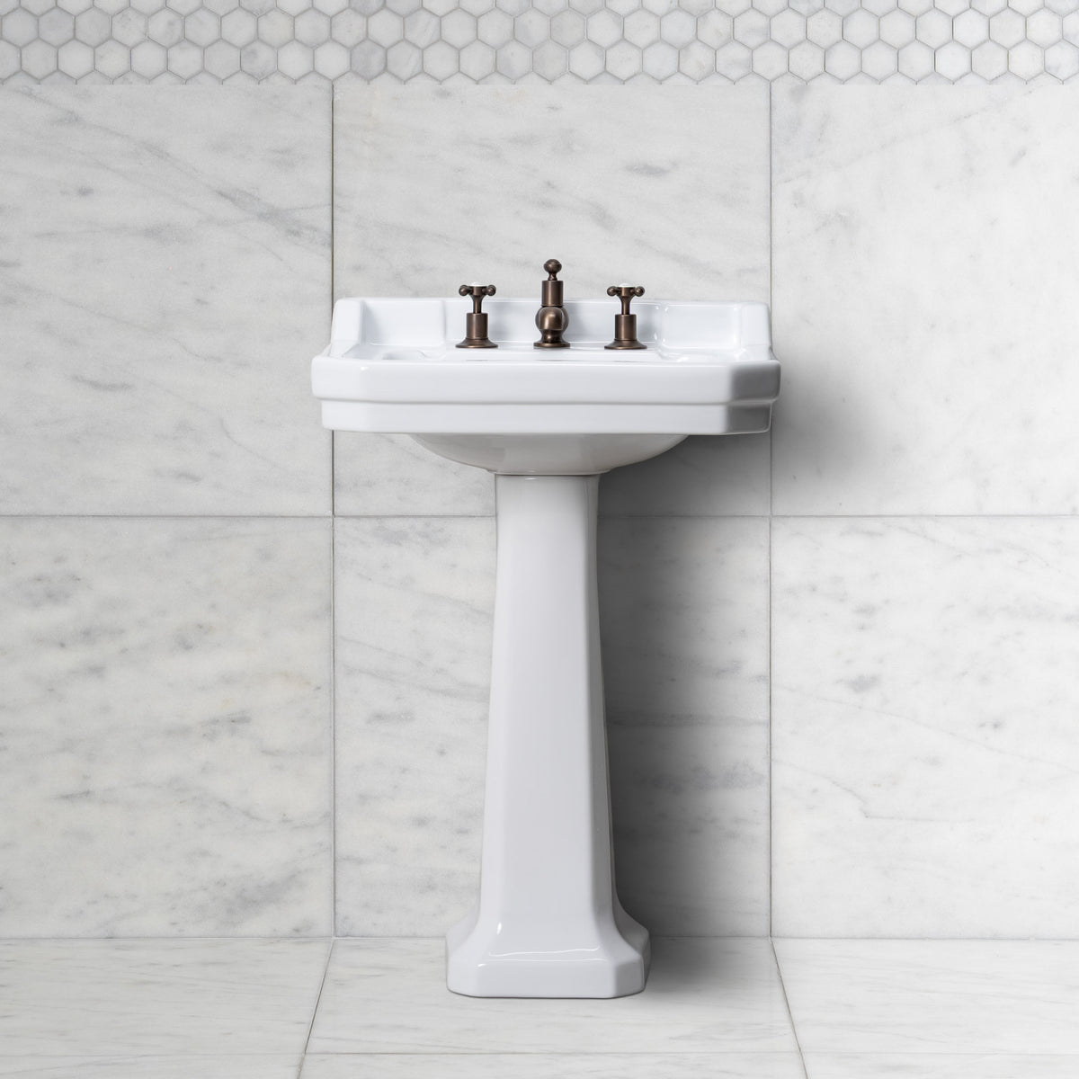 Lancer White Basin & Pedestal (3 Tap Hole) - Rutland London (UAE)