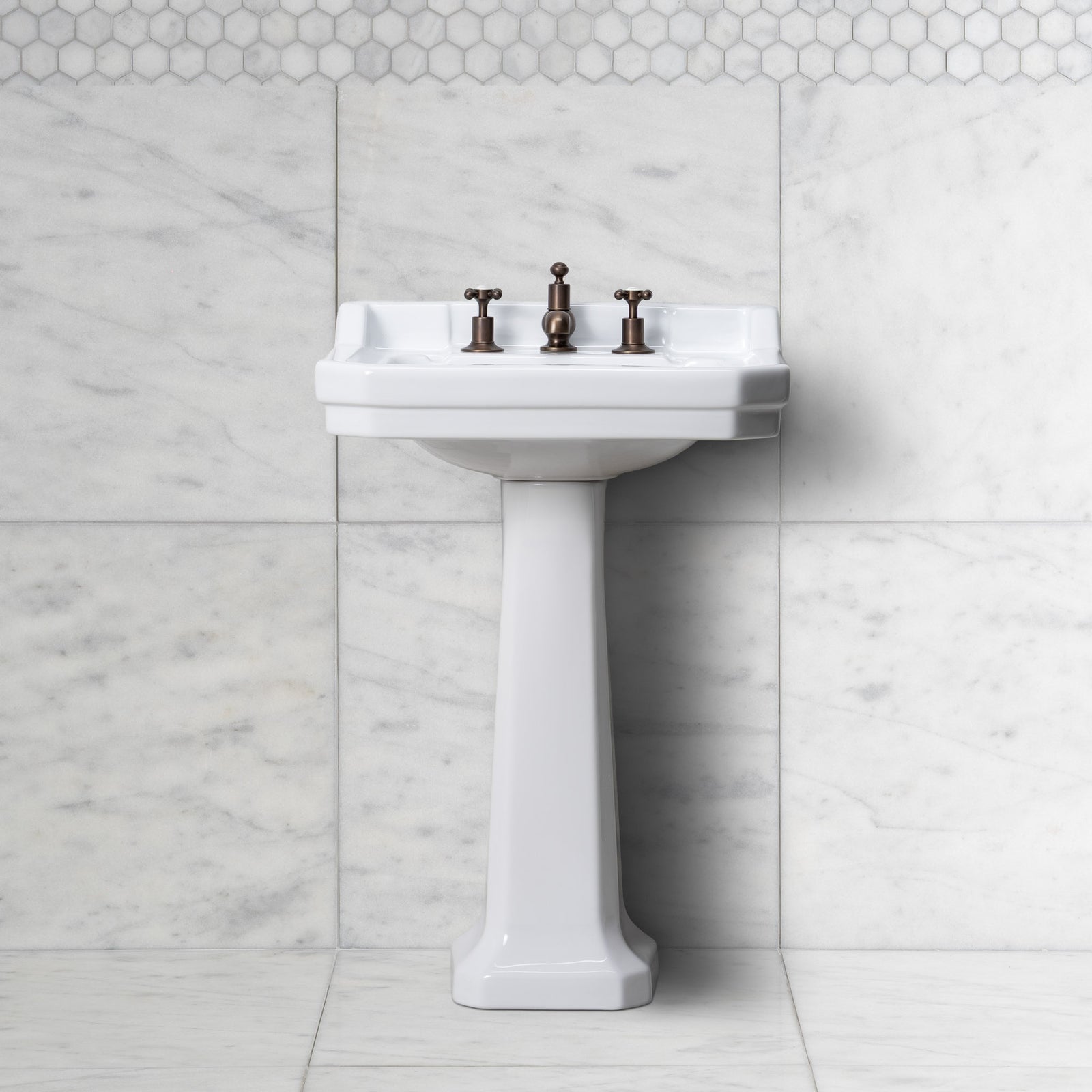 Lancer White Basin & Pedestal (3 Tap Hole) - Rutland London (UAE)