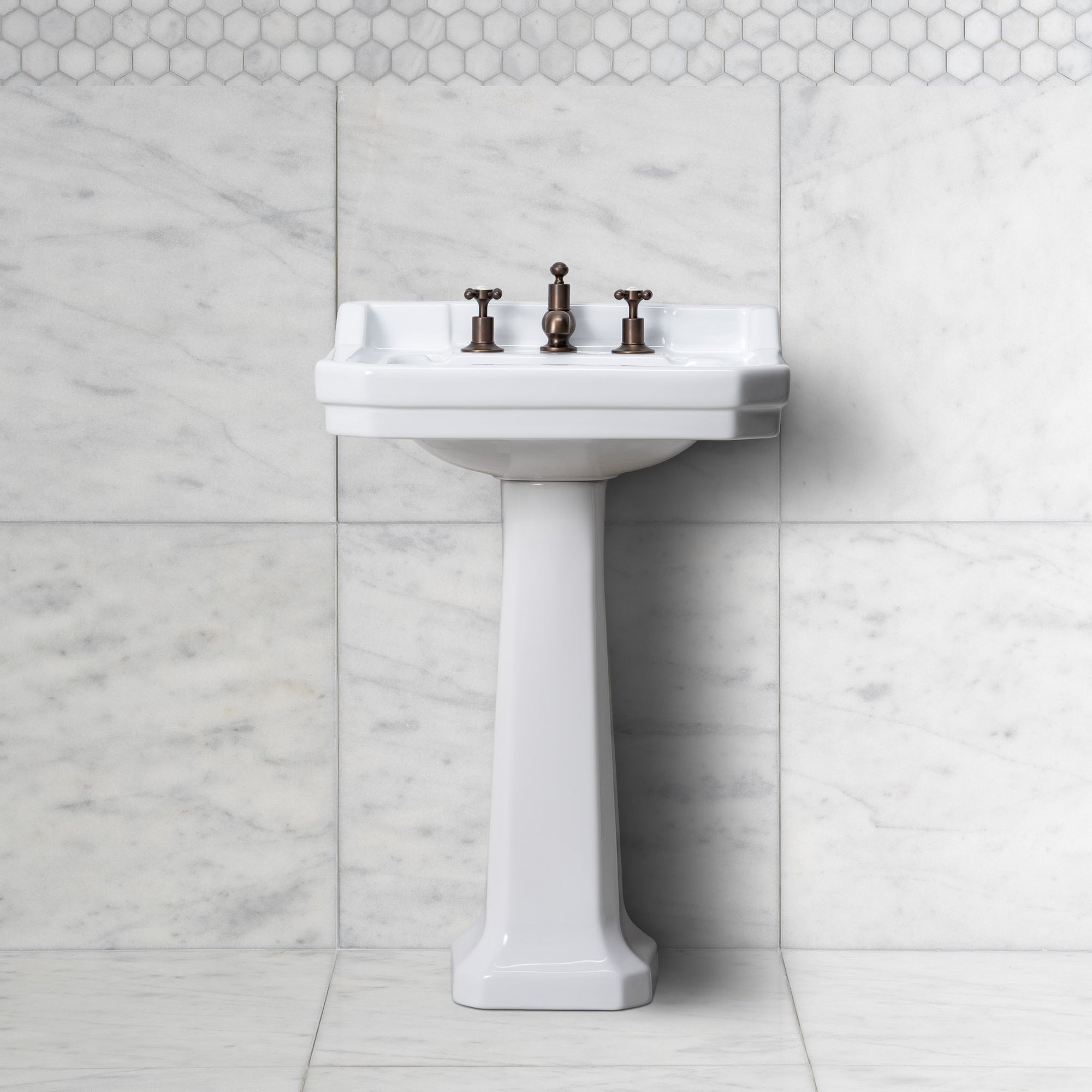Lancer White Basin & Pedestal (3 Tap Hole) - Rutland London (UAE)