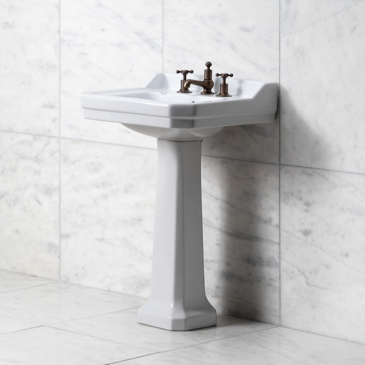Lancer White Basin & Pedestal (3 Tap Hole) - Rutland London (UAE)