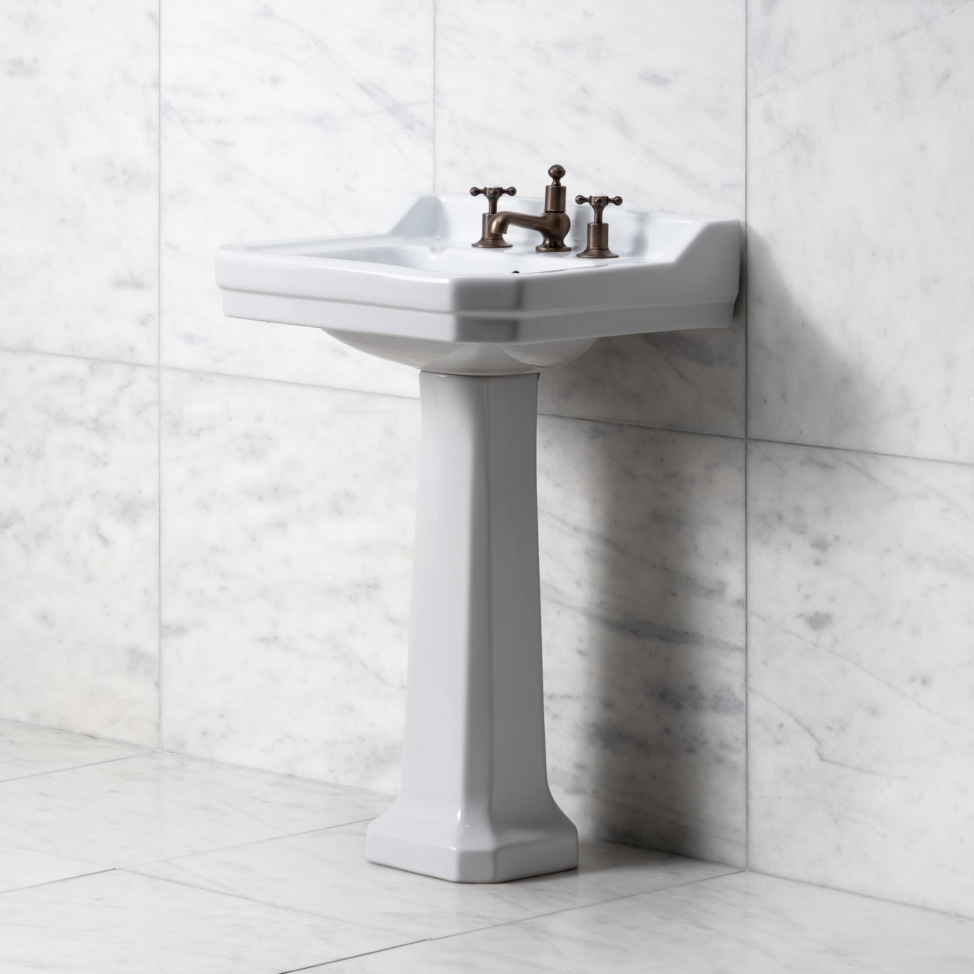 Lancer White Basin & Pedestal (3 Tap Hole) - Rutland London (UAE)