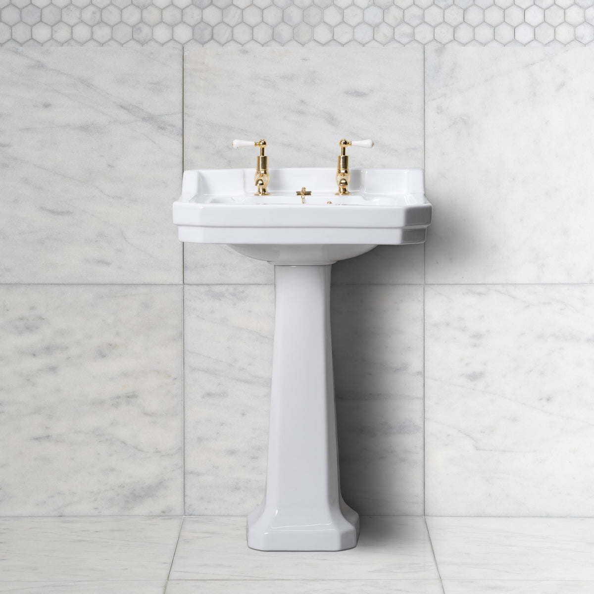 Lancer White Basin & Pedestal (2 Tap Hole) - Rutland London (UAE)
