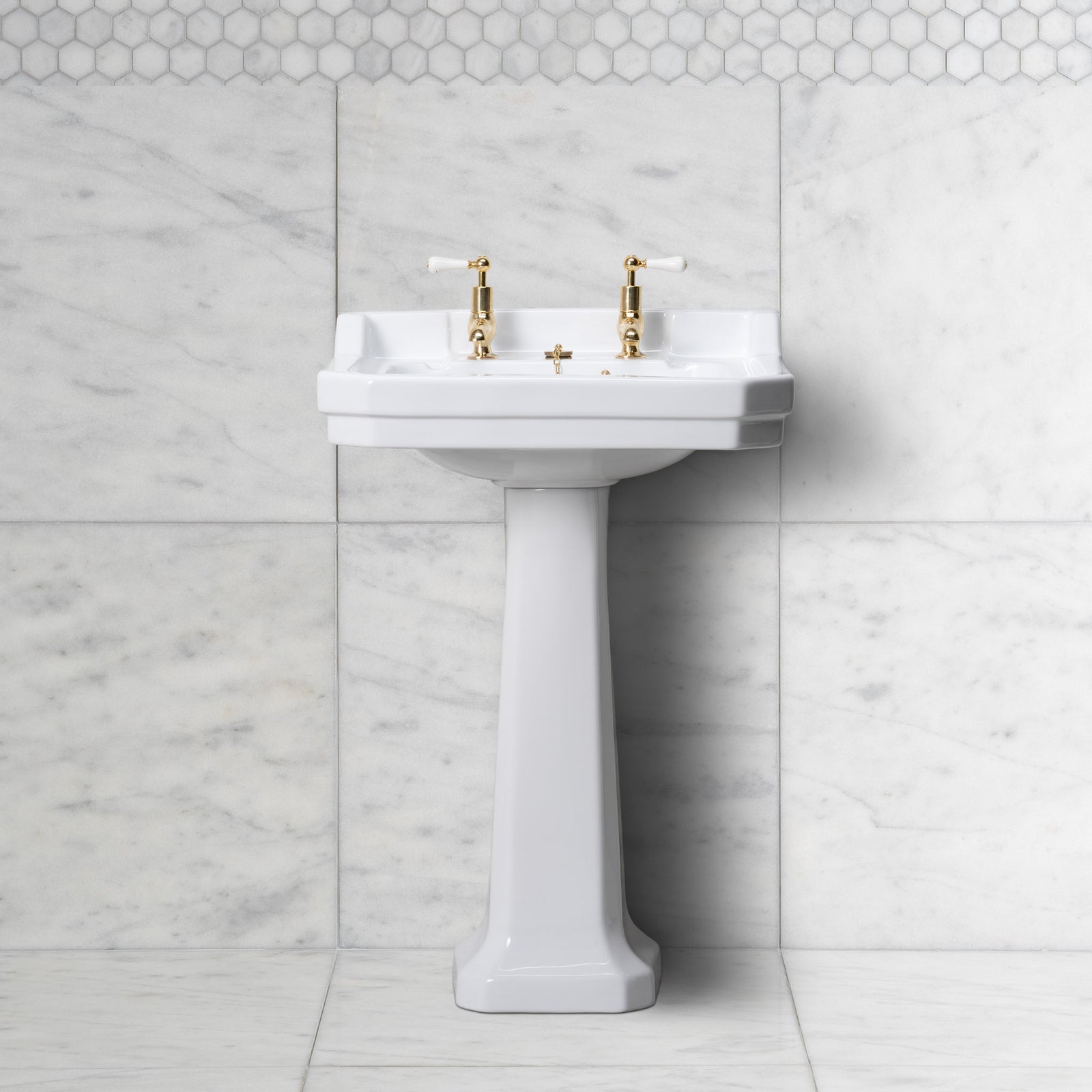Lancer White Basin & Pedestal (2 Tap Hole) - Rutland London (UAE)