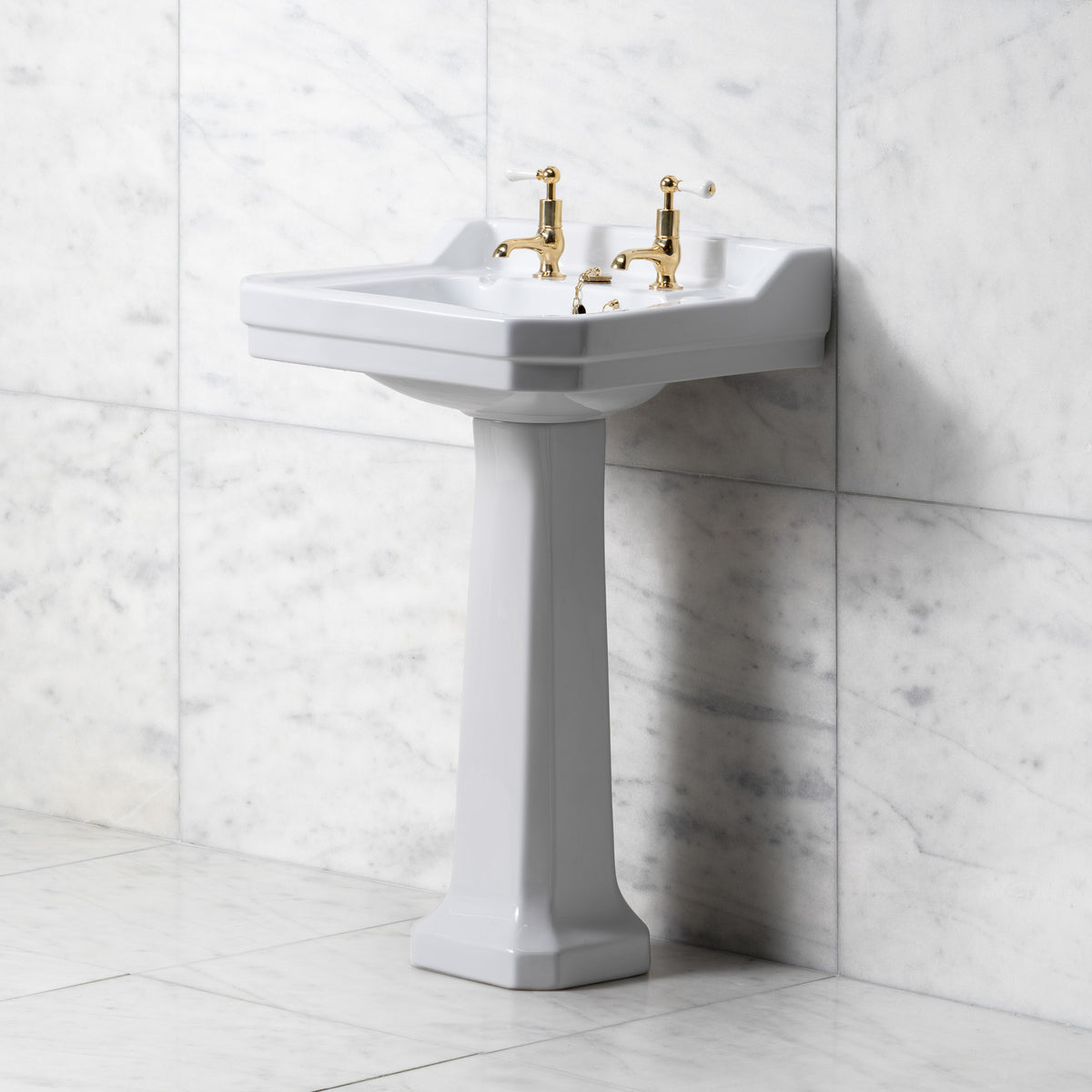 Lancer White Basin & Pedestal (2 Tap Hole) - Rutland London (UAE)