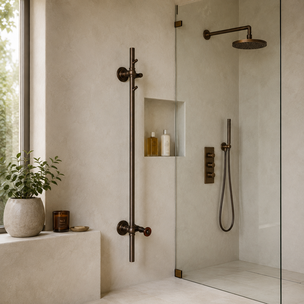 Porchester Exposed Hot Tree Heated Towel Rail - Rutland London (UAE)