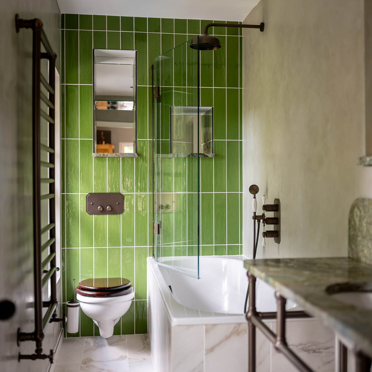 Weybridge Semi-Frameless Brass Bath Shower Screen - Rutland London (UAE)