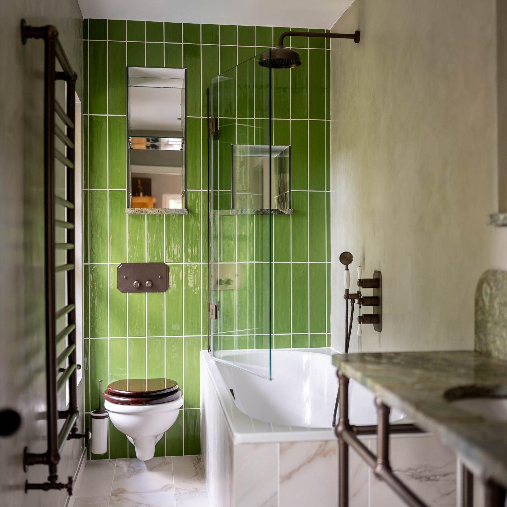 Weybridge Semi-Frameless Brass Bath Shower Screen - Rutland London (UAE)