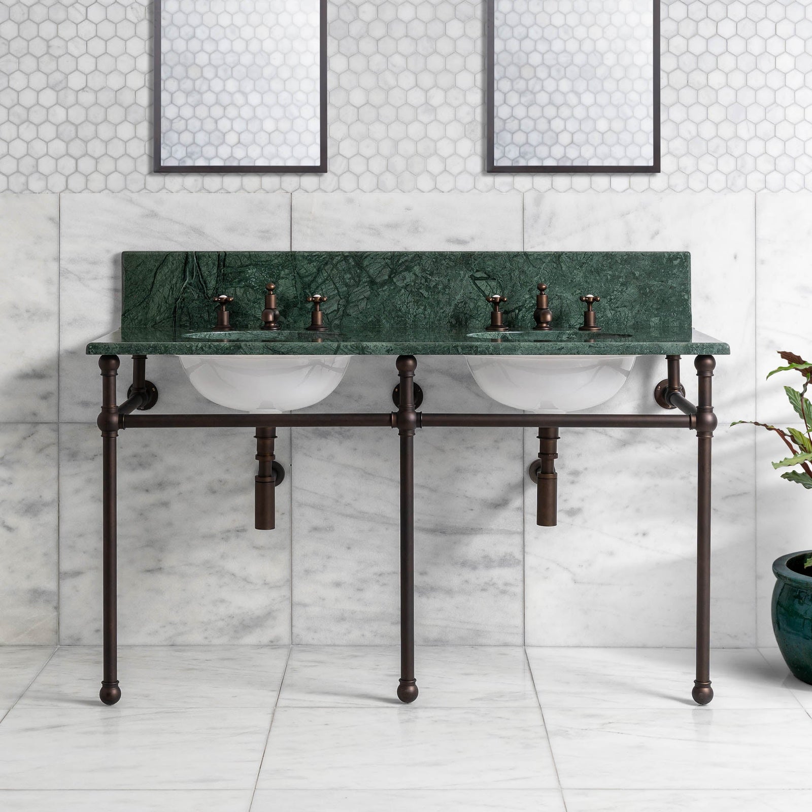 Reliance Double Vanity Suite (Inc. Marble Top, Upstand & Basins) - Rutland London (UAE)
