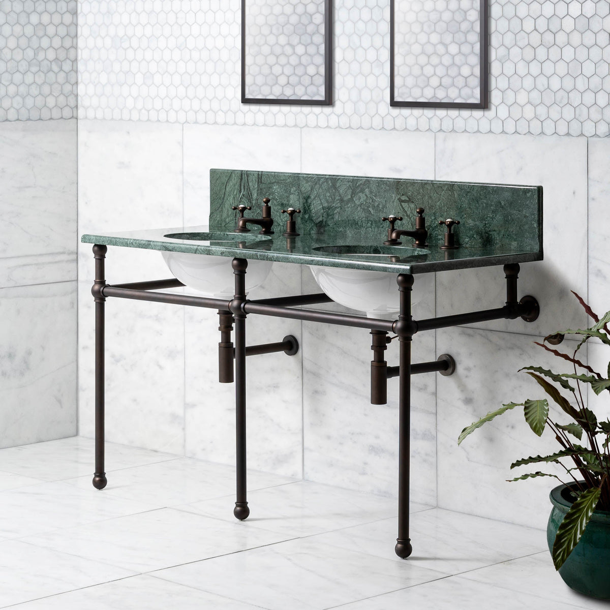 Reliance Double Vanity Suite (Inc. Marble Top, Upstand & Basins) - Rutland London (UAE)