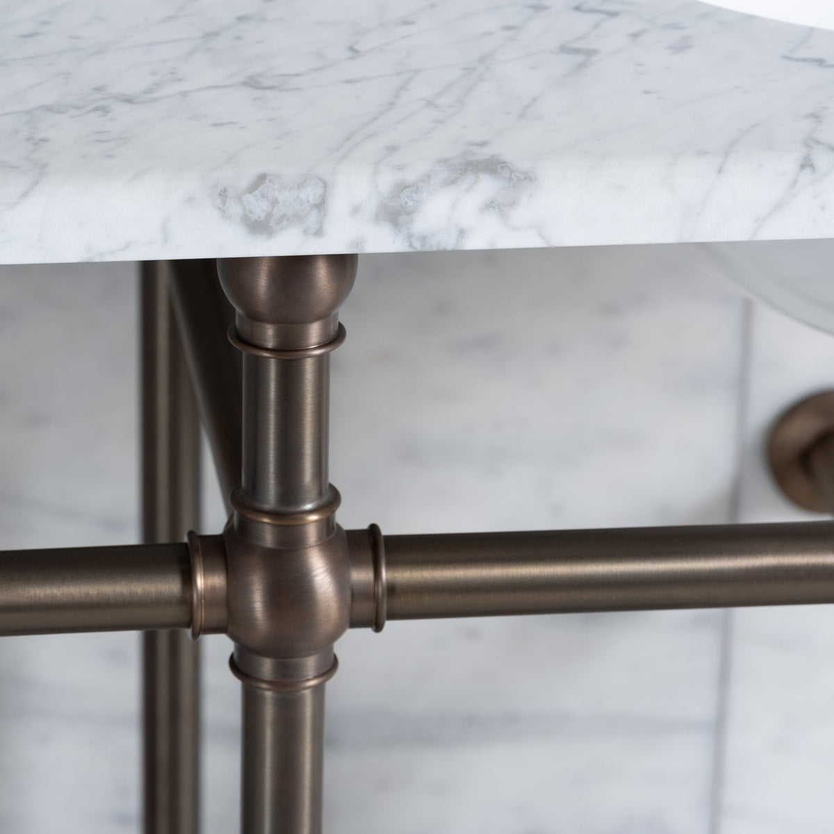 Cadogan Double Vanity Suite (Inc. Marble Top, Upstand, Brass Rack & Basins) - Rutland London (UAE)