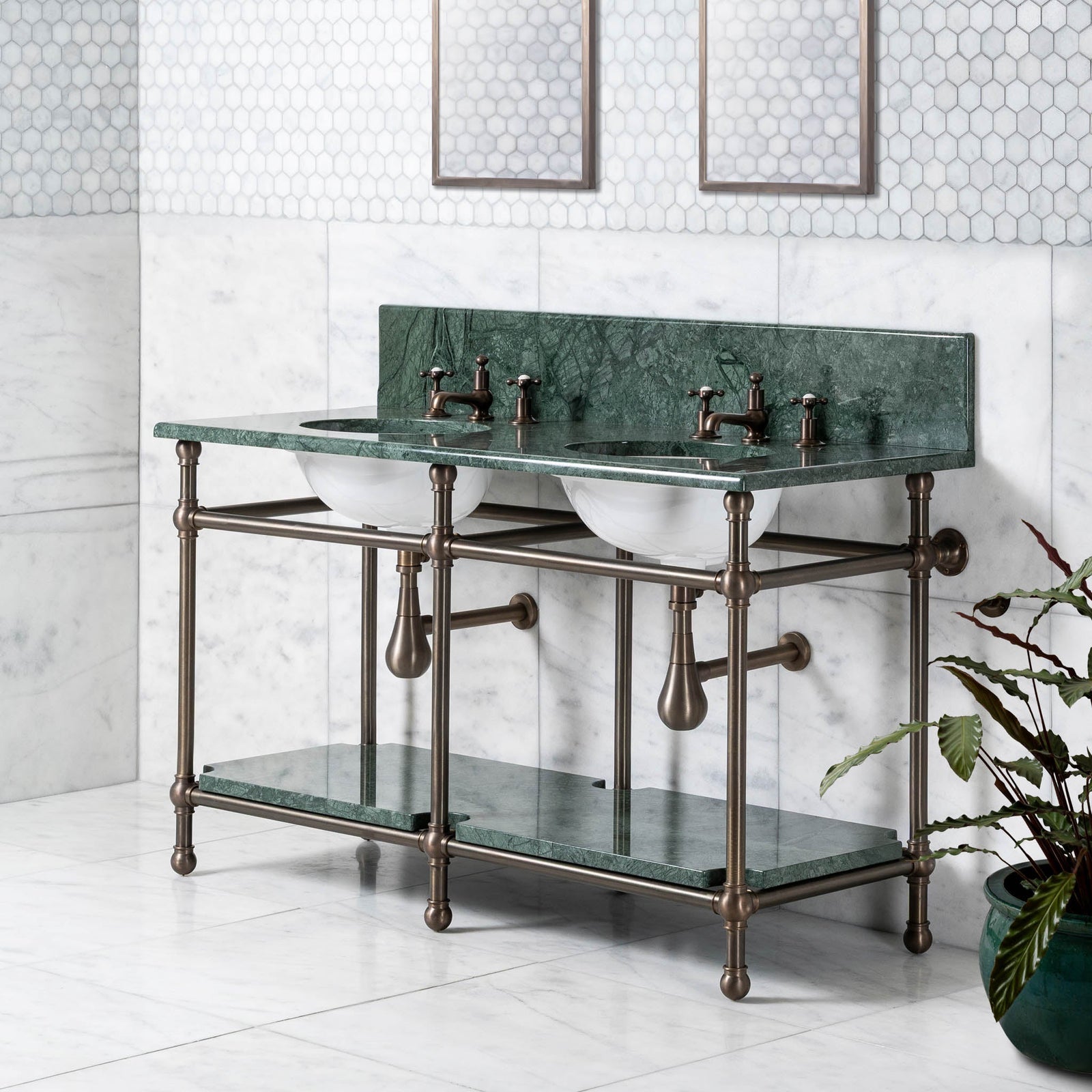 Nevern Double Vanity Suite (Inc. Marble Top, Upstand, Shelf & Basins) - Rutland London (UAE)