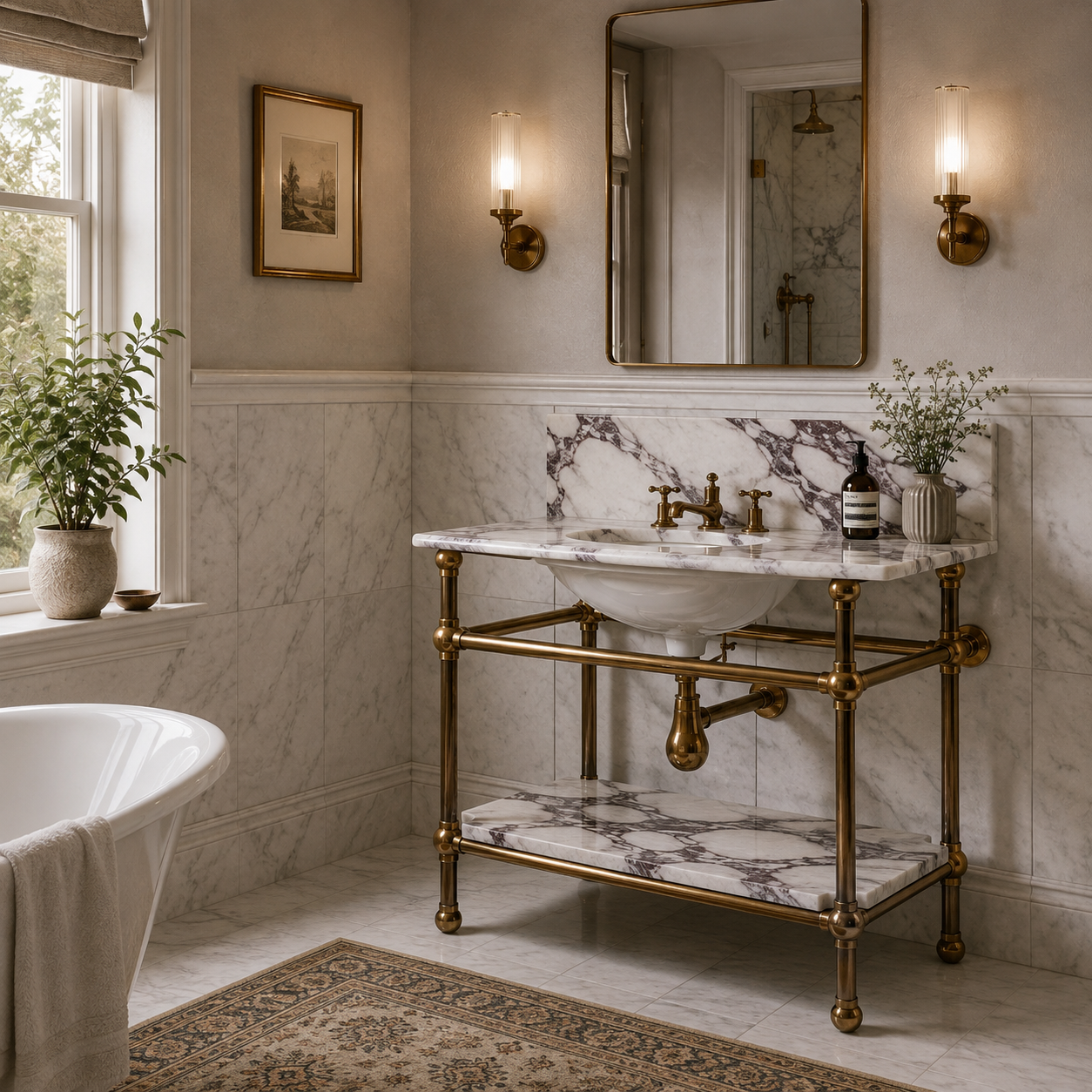 Ravenscourt Single Vanity Suite (Inc. Marble Top, Upstand, Shelf & Basin) - Rutland London (UAE)