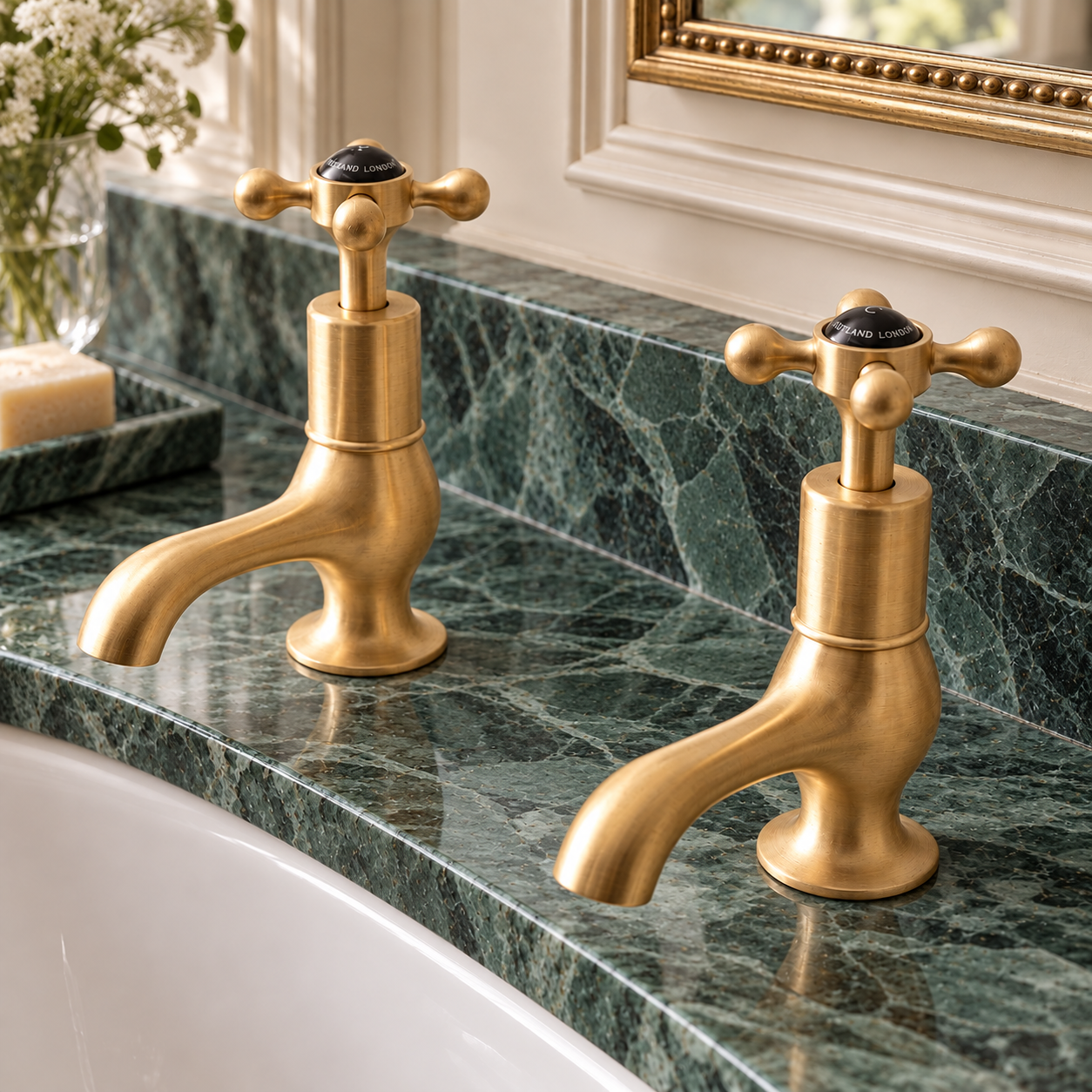 Rectory Black Ceramic Crosshead Basin Pillar Taps - Rutland London (UAE)