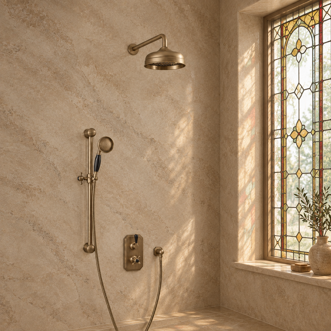Rochester Black Ceramic Lever & Cleaver Concealed Shower Set - Rutland London (UAE)