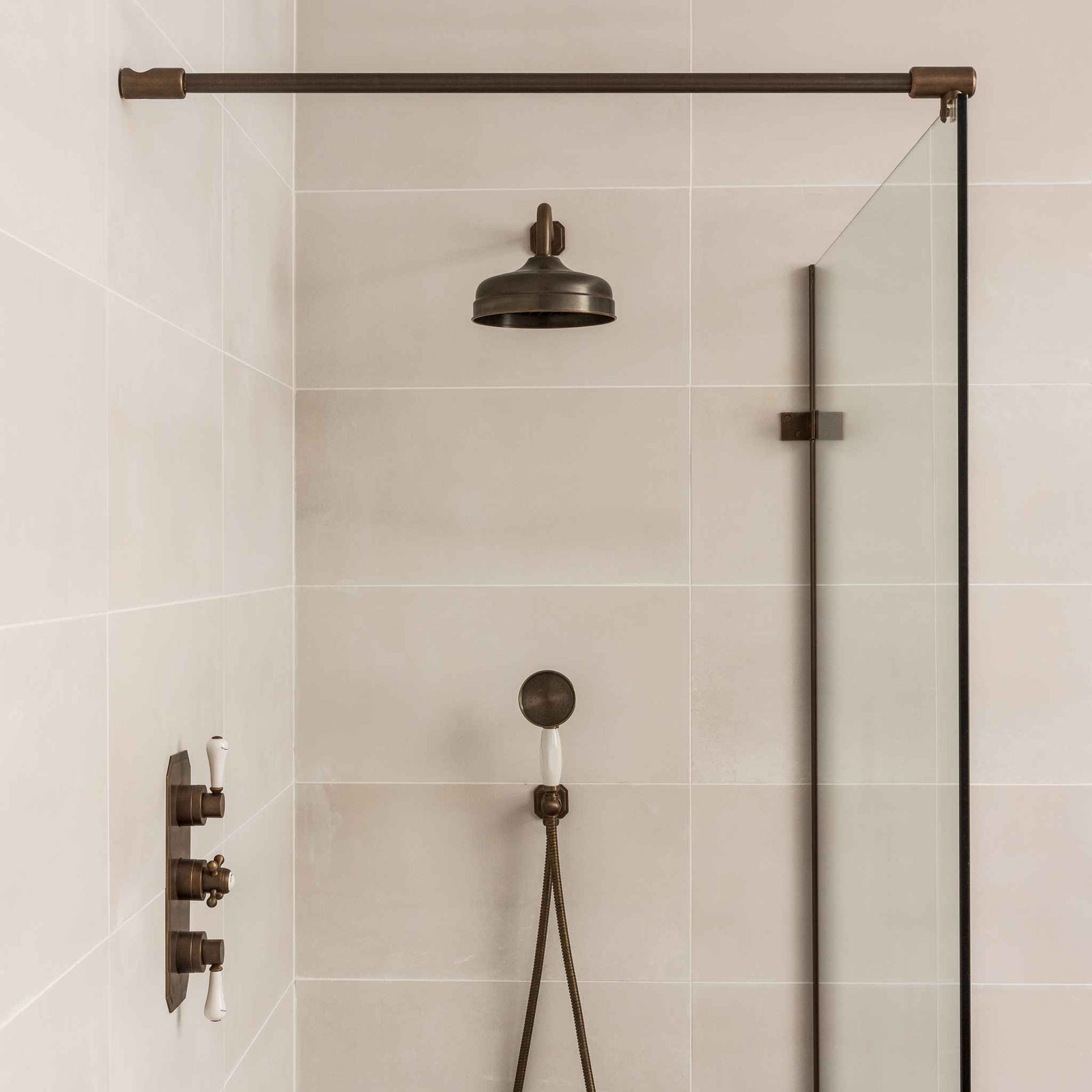 Thornton White Ceramic Lever & Cleaver Concealed Shower Set - Rutland London (UAE)