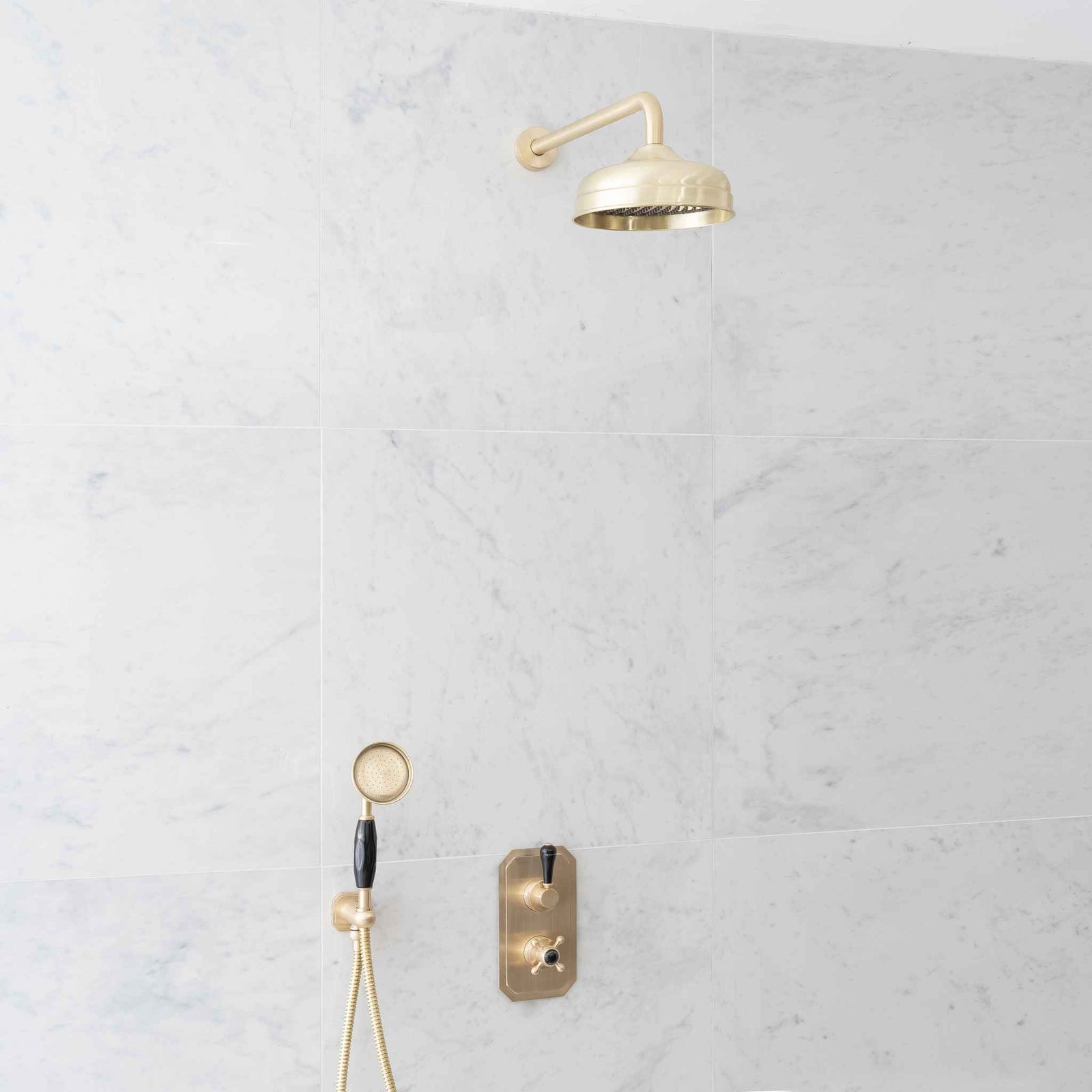 Wellington Black Ceramic Lever & Cleaver Concealed Shower Set - Rutland London (UAE)