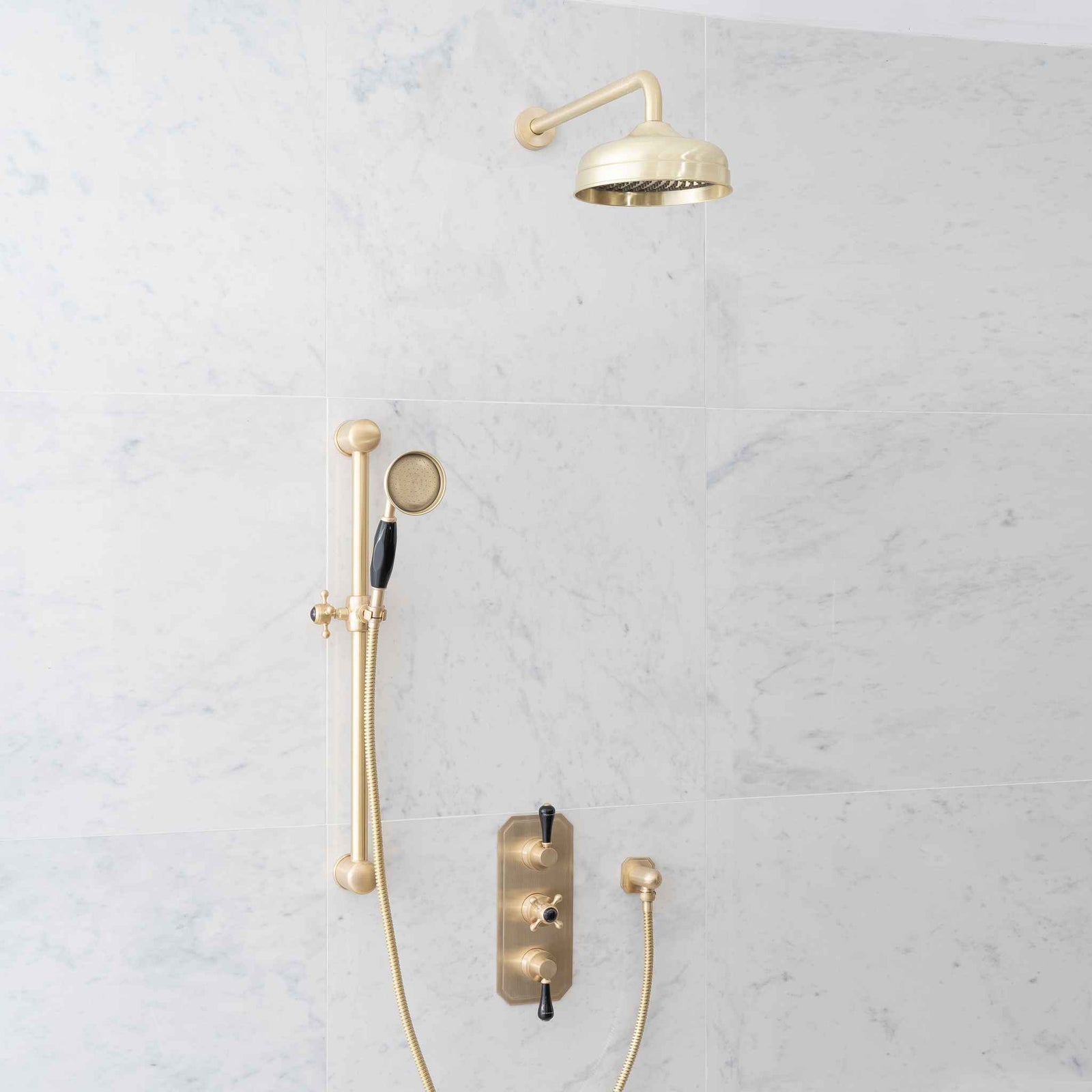 Euston Black Ceramic Lever & Cleaver Concealed Shower Set - Rutland London (UAE)