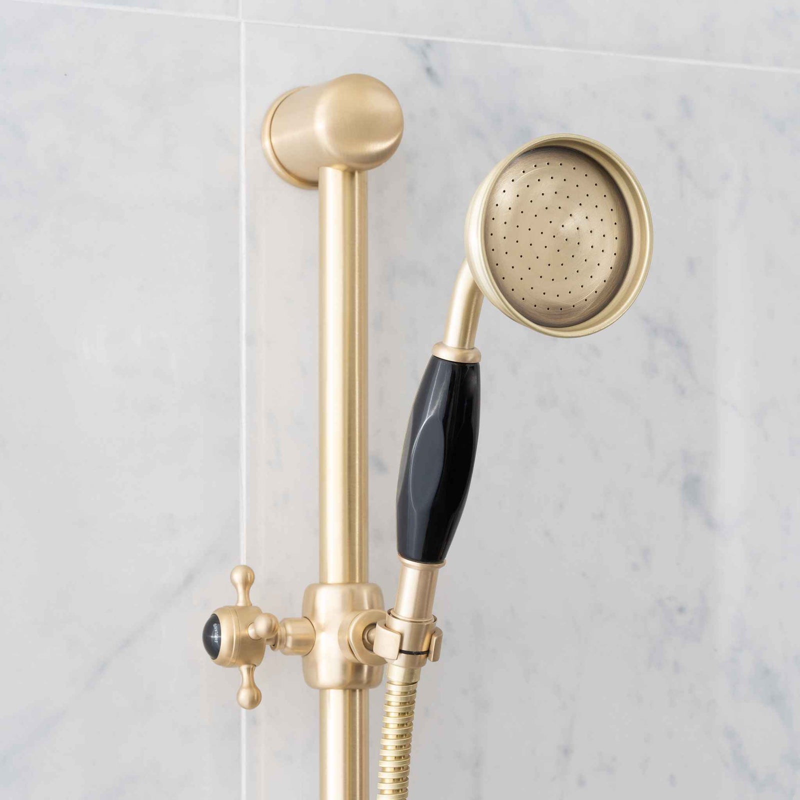 Cleaver Black Ceramic Handle Handset, Hose, Wall Outlet & Slide Rail - Rutland London (UAE)