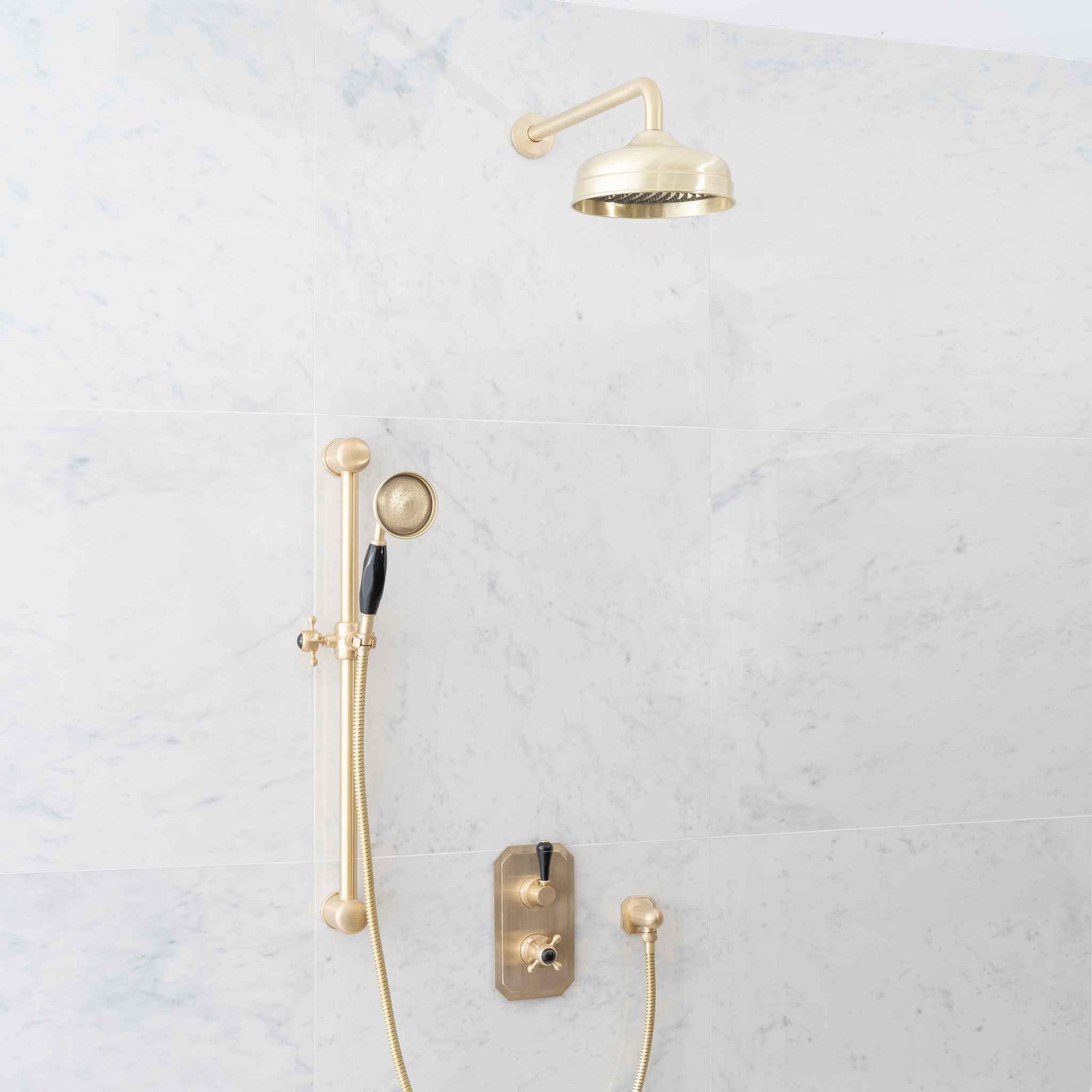 Rochester Black Ceramic Lever & Cleaver Concealed Shower Set - Rutland London (UAE)